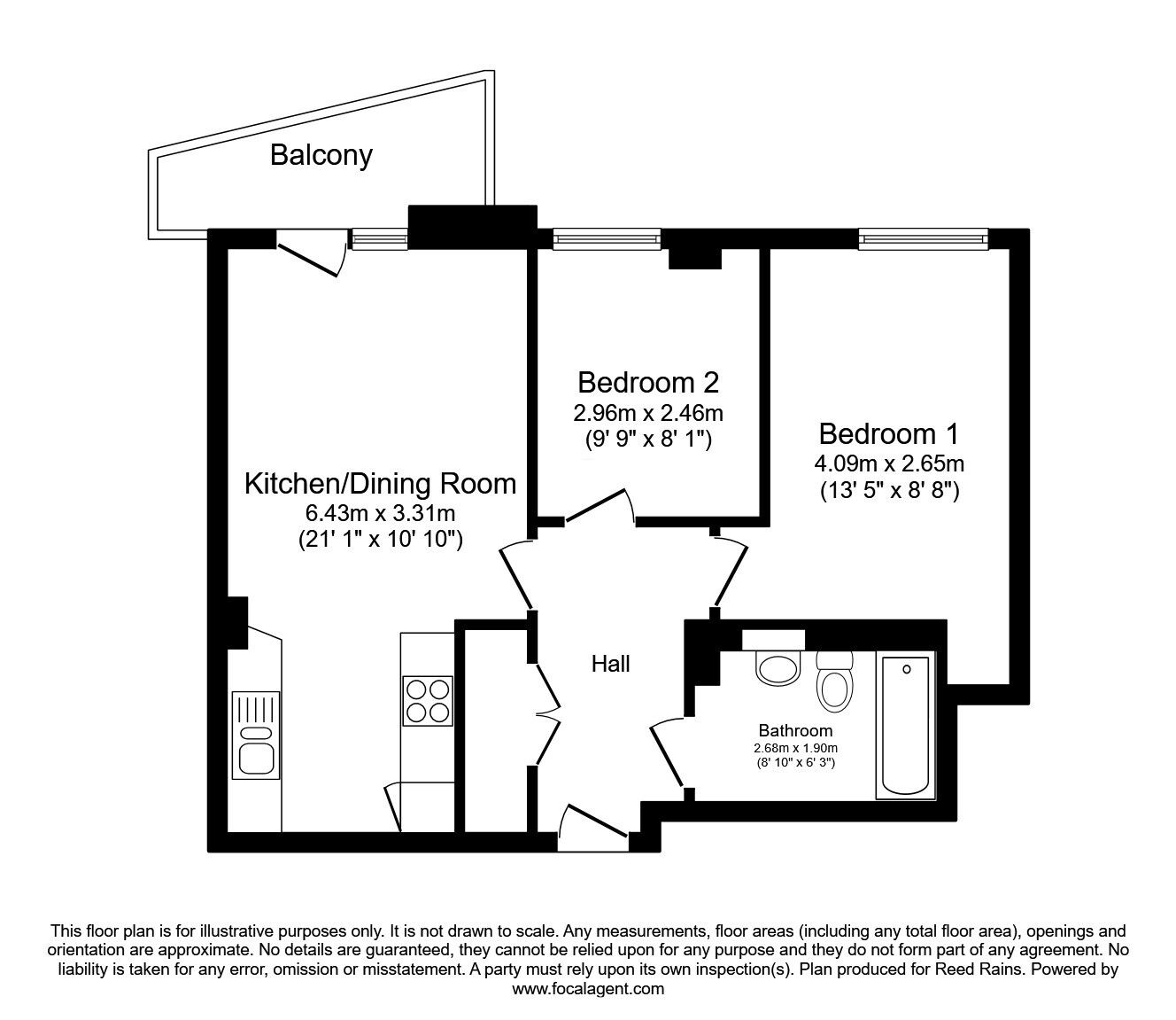 Floorplan of 2 bedroom  Flat for sale, Cavendish Street, Sheffield, South Yorkshire, S3