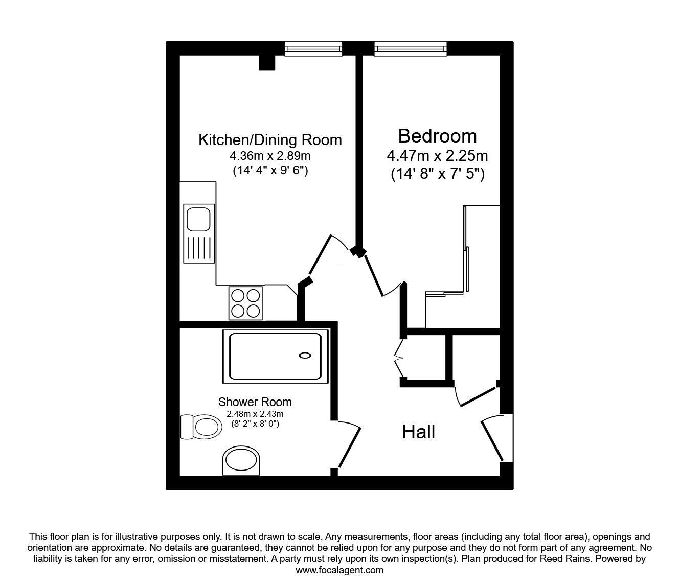 Floorplan of 1 bedroom  Flat for sale, Edward Street, Sheffield, South Yorkshire, S3