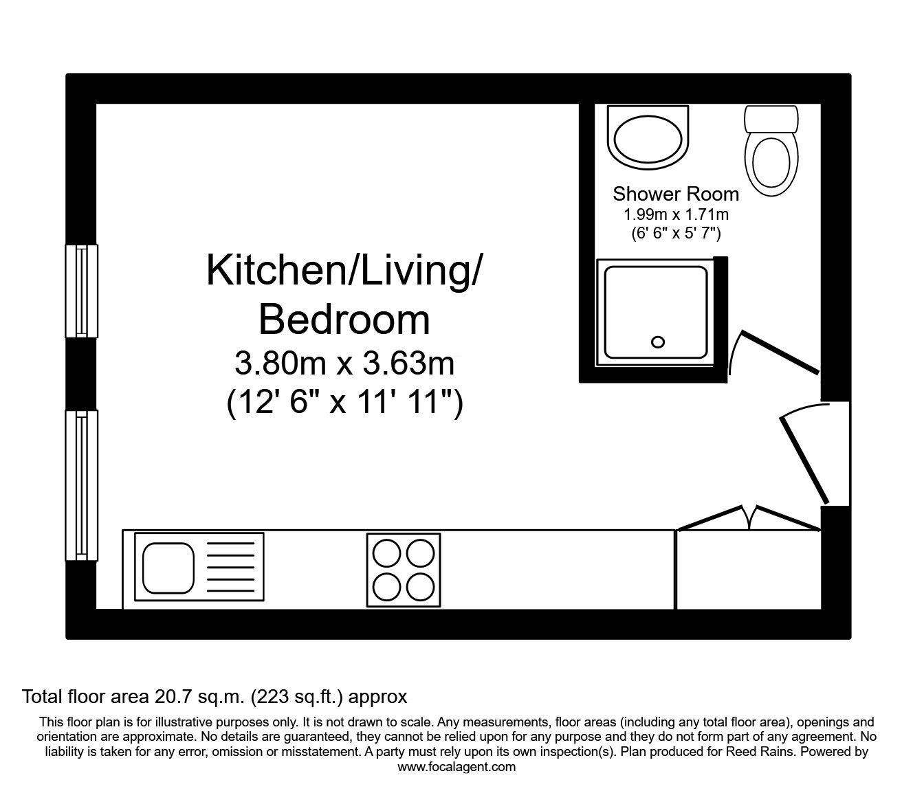 Floorplan of  Flat for sale, Edward Street, Sheffield, South Yorkshire, S3