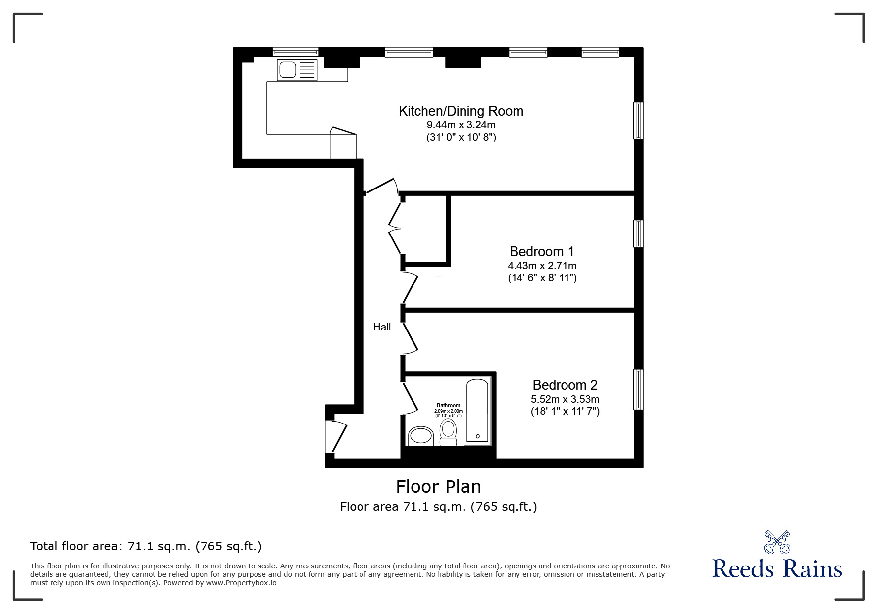 Floorplan of 2 bedroom  Flat to rent, Shalesmoor, Sheffield, South Yorkshire, S3