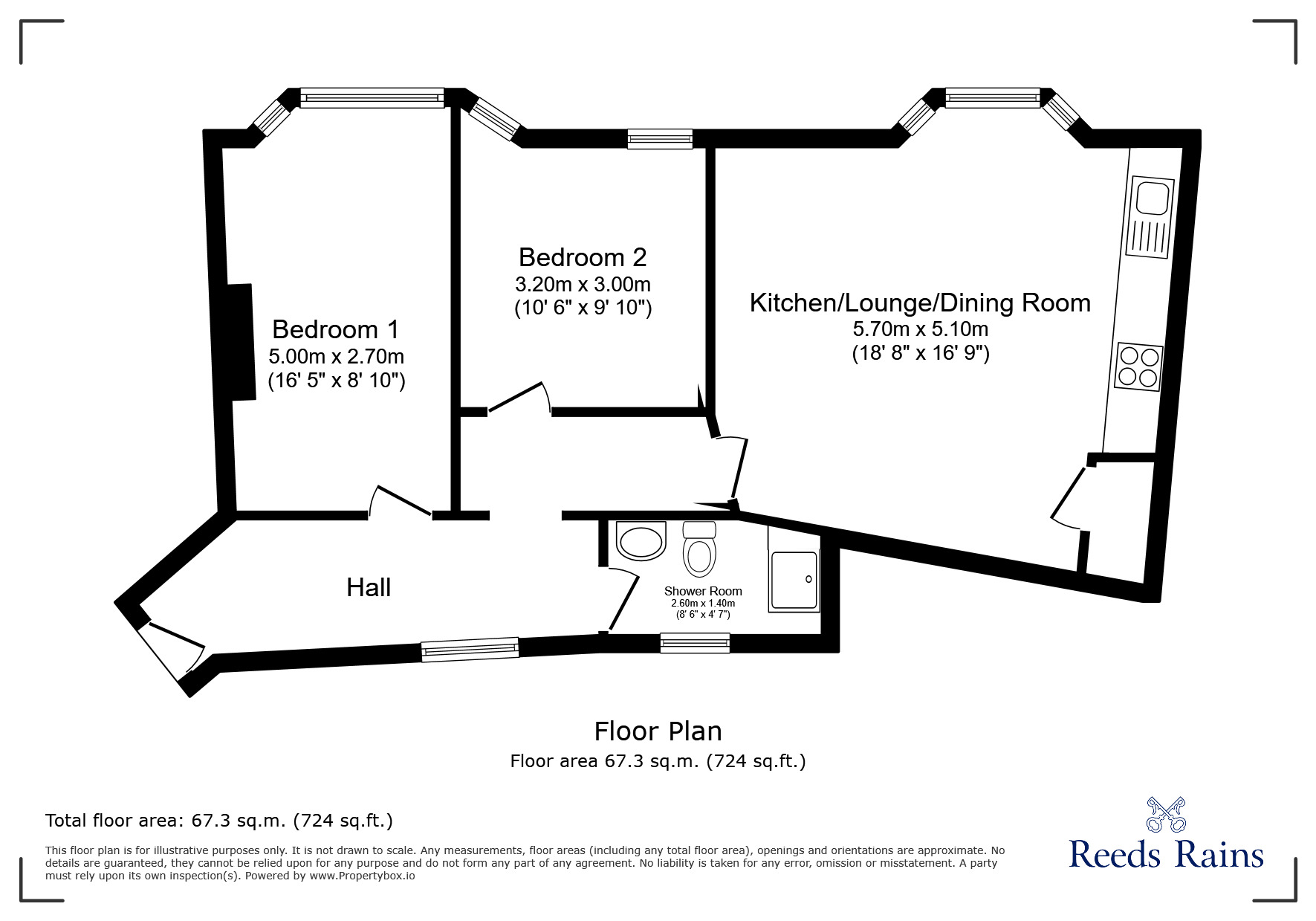 Floorplan of 2 bedroom  Flat to rent, Leopold Street, Sheffield, South Yorkshire, S1
