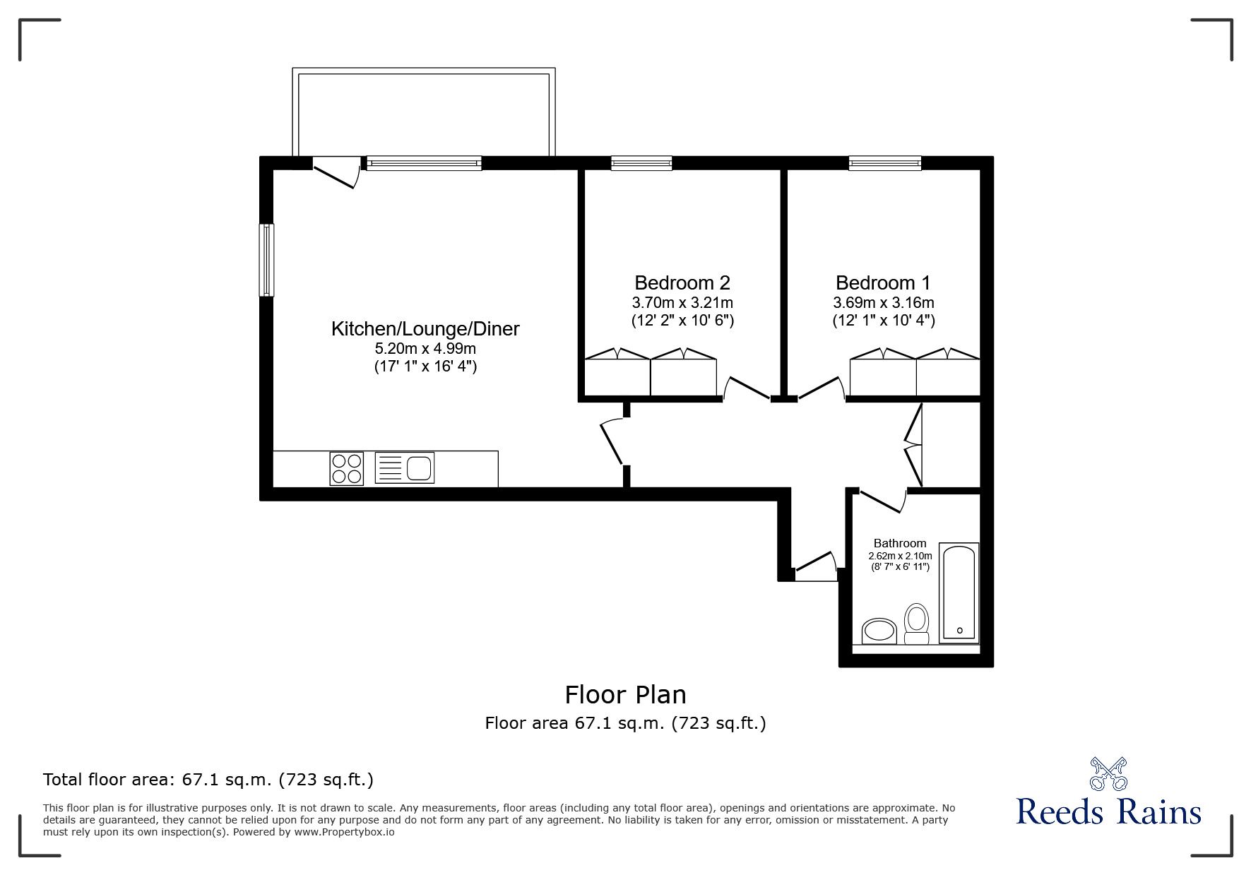 Floorplan of 2 bedroom  Flat to rent, Shalesmoor, Sheffield, South Yorkshire, S3