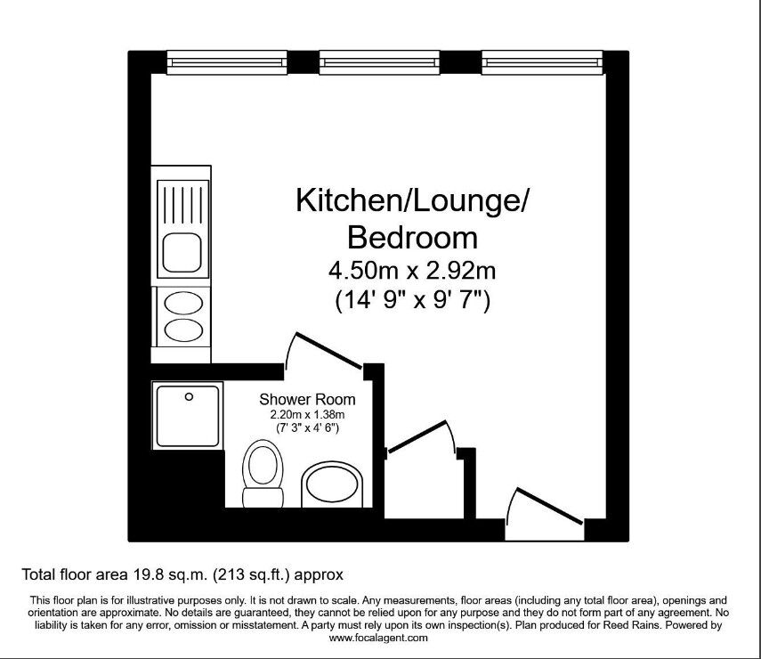 Floorplan of 1 bedroom  Flat for sale, Queen Street, Sheffield, South Yorkshire, S1