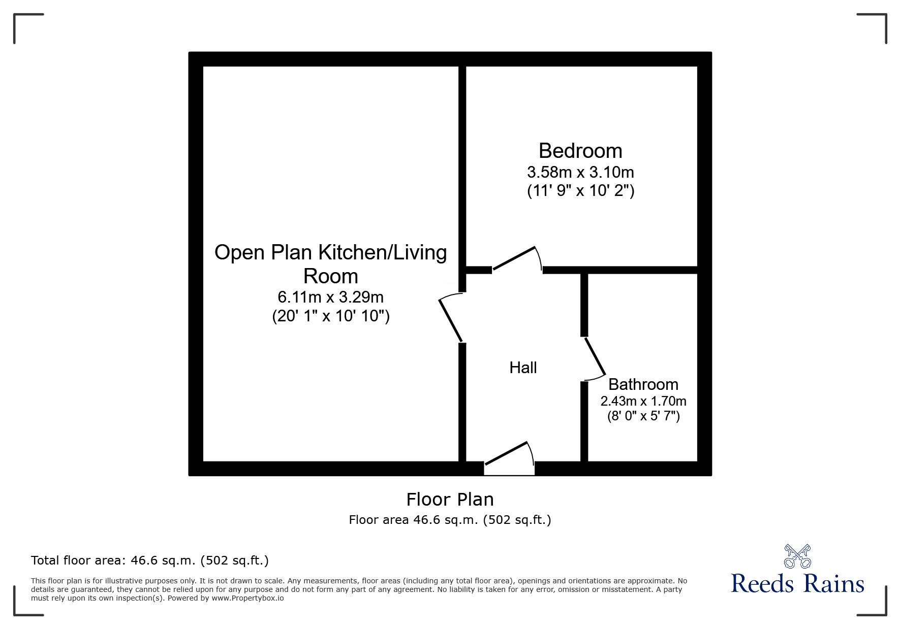 Floorplan of 1 bedroom  Flat to rent, West Bar, Sheffield, South Yorkshire, S3