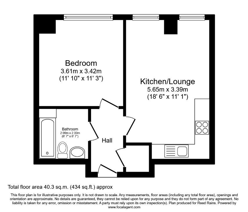 Floorplan of 1 bedroom  Flat to rent, West Bar, Sheffield, South Yorkshire, S3
