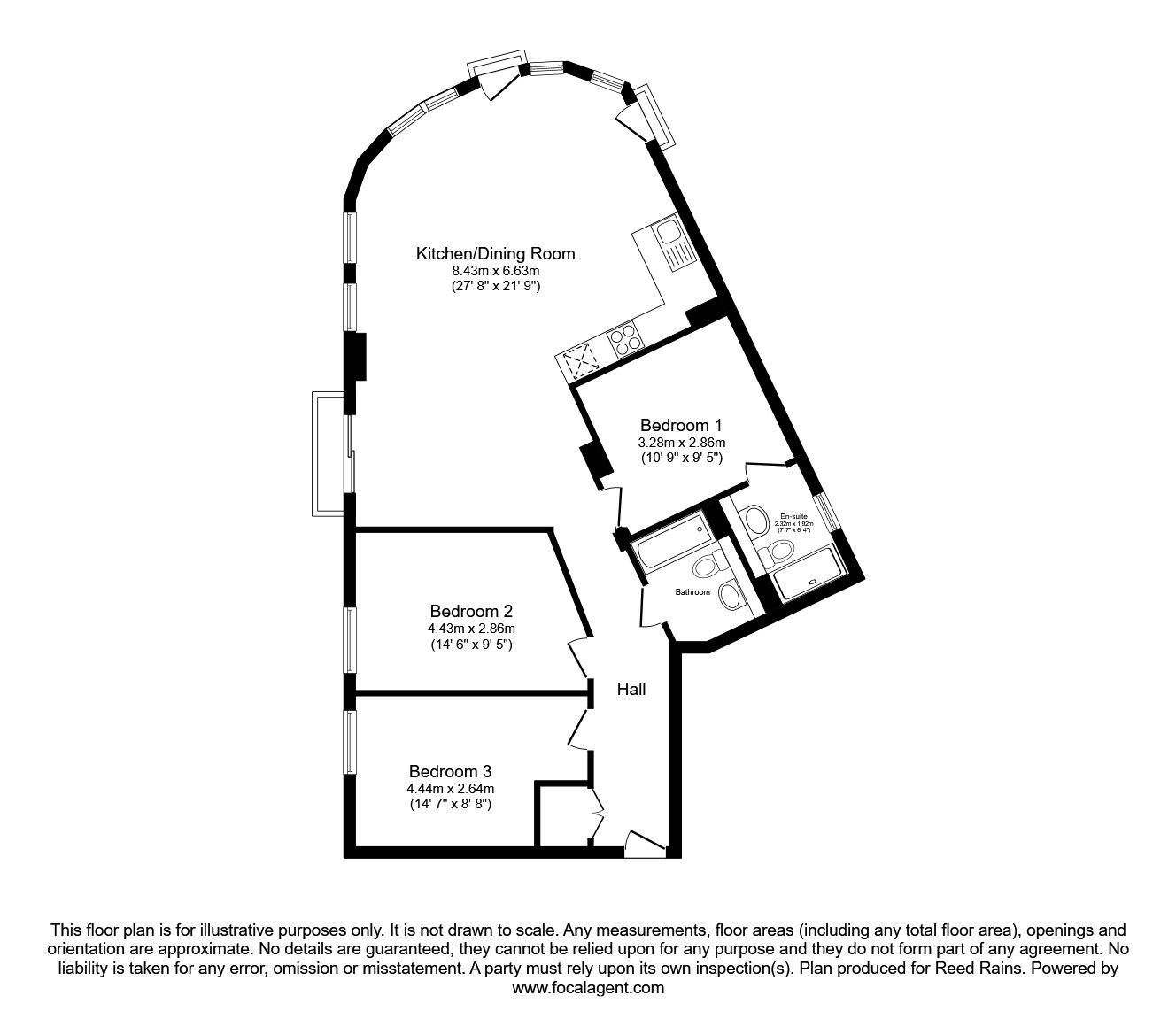 Floorplan of 3 bedroom  Flat for sale, Cross Burgess Street, Sheffield, South Yorkshire, S1