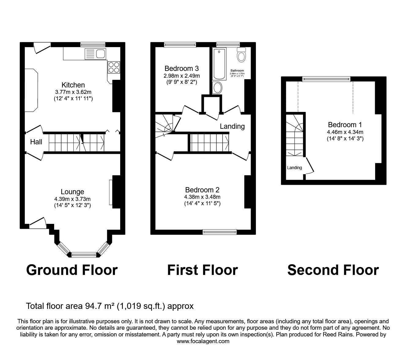 Floorplan of 3 bedroom Mid Terrace House for sale, City Road, Sheffield, South Yorkshire, S2