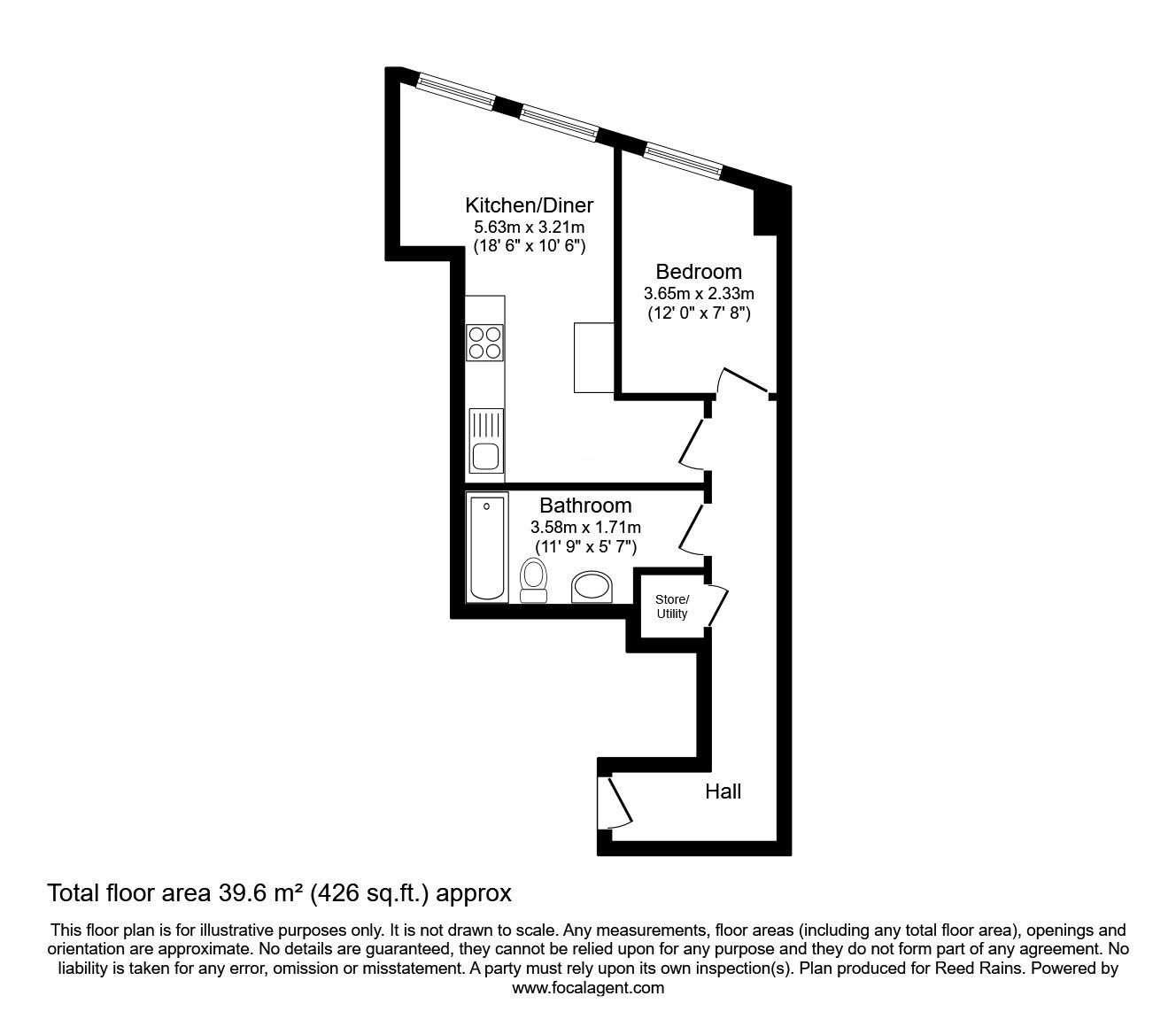 Floorplan of 1 bedroom  Flat to rent, Bank Street, Sheffield, South Yorkshire, S1