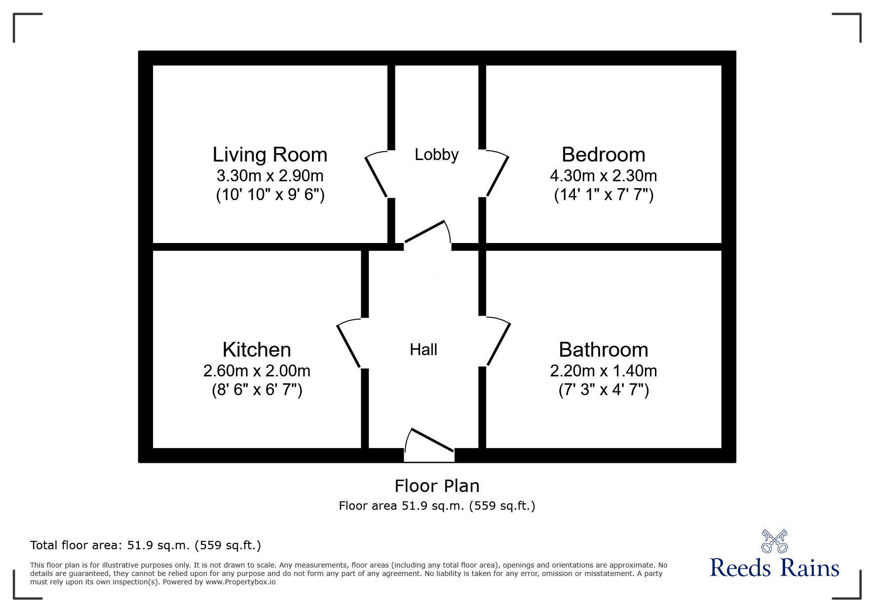 Floorplan of 1 bedroom  Flat to rent, Rockingham Street, Sheffield, South Yorkshire, S1