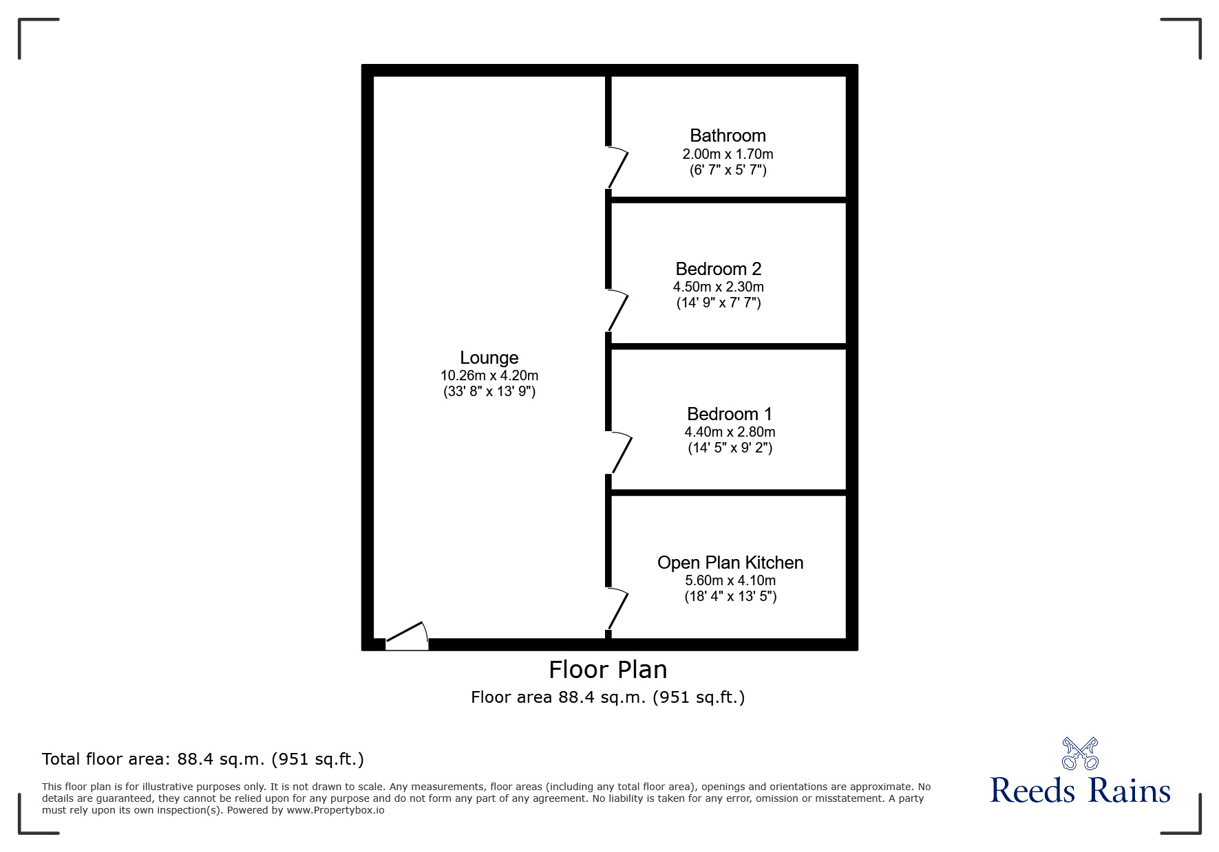Floorplan of 2 bedroom  Flat to rent, Rockingham Street, Sheffield, South Yorkshire, S1