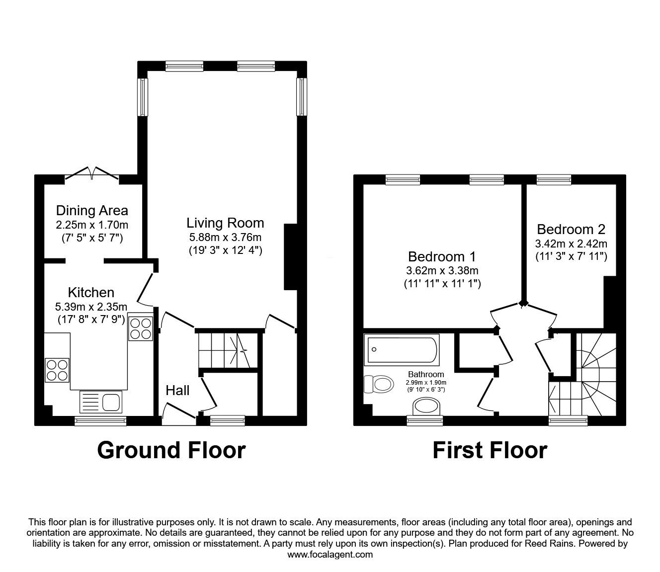 Floorplan of 2 bedroom Semi Detached House for sale, Maltravers Road, Sheffield, South Yorkshire, S2