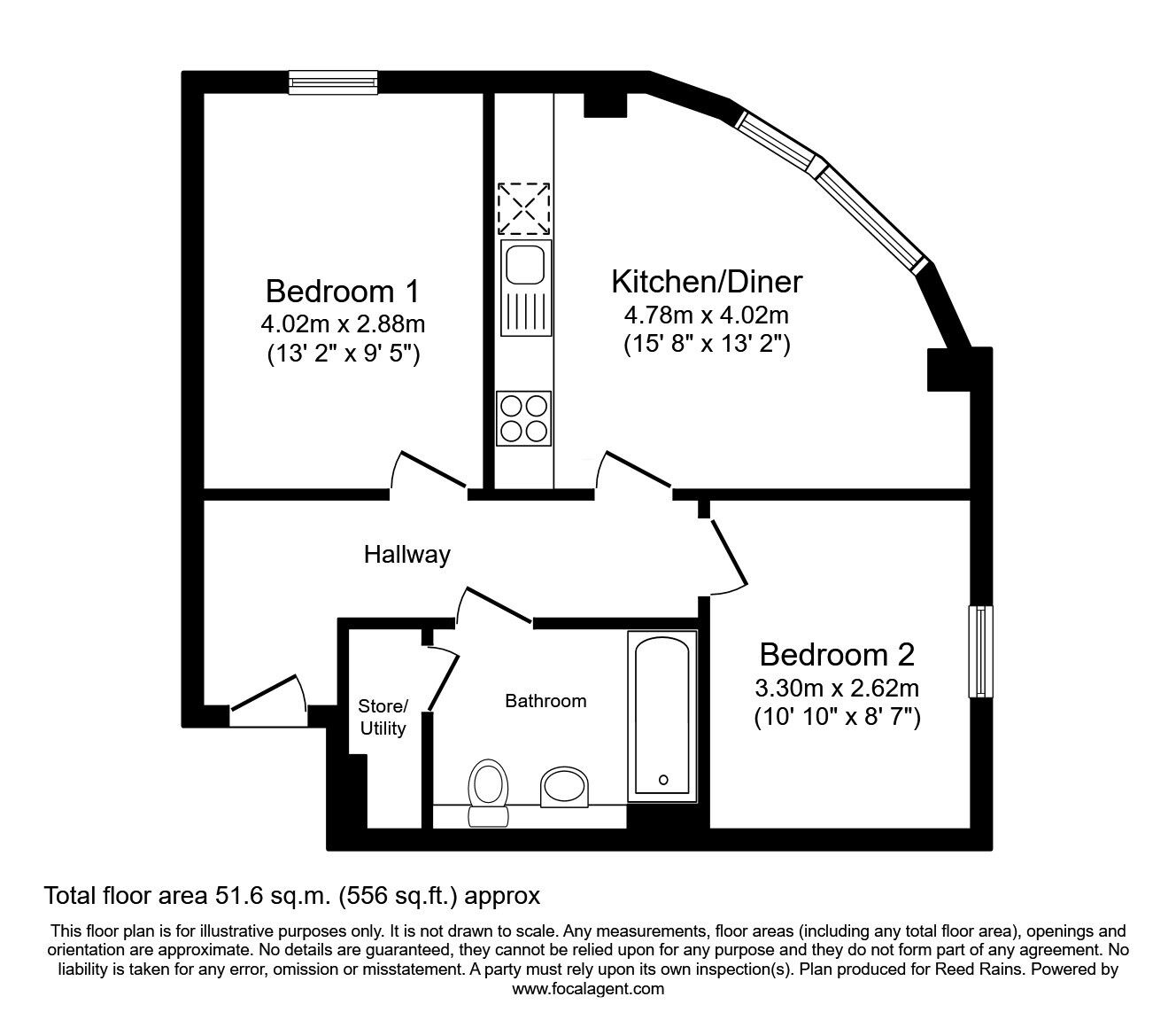 Floorplan of 2 bedroom Flat to rent, North Bank, Sheffield, South Yorkshire, S3
