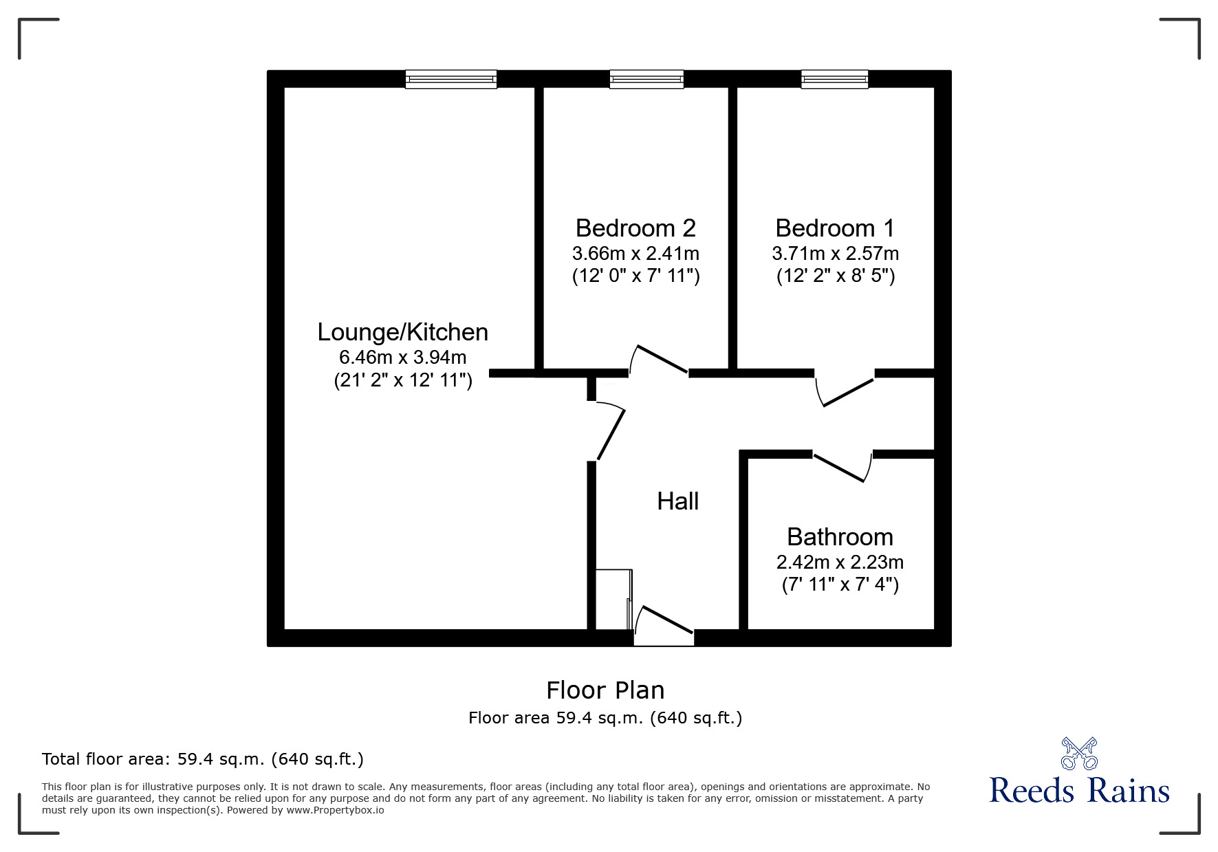Floorplan of 2 bedroom Flat to rent, Millsands, Sheffield, South Yorkshire, S3