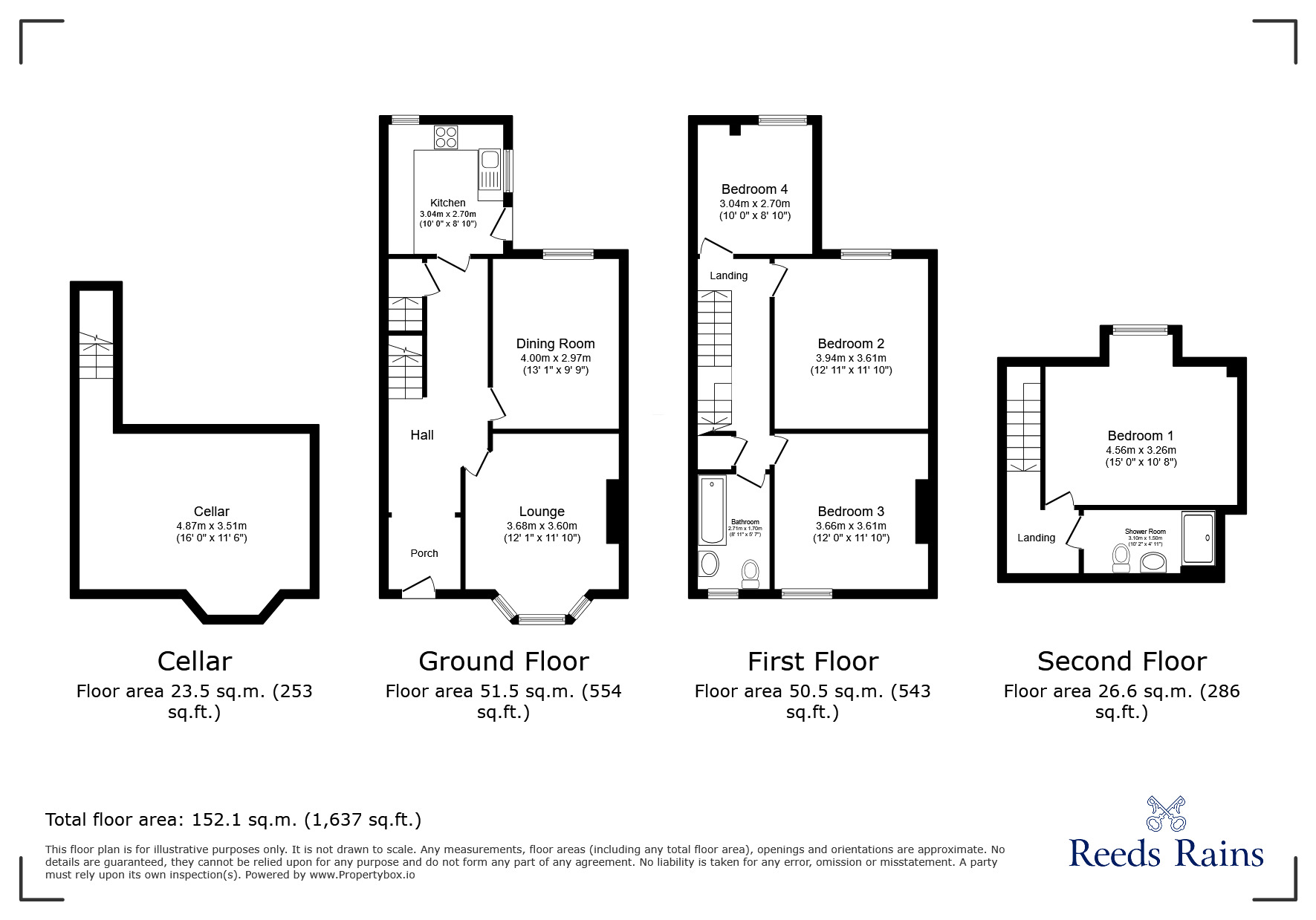 Floorplan of 4 bedroom Mid Terrace House for sale, Ecclesall Road, Sheffield, S11