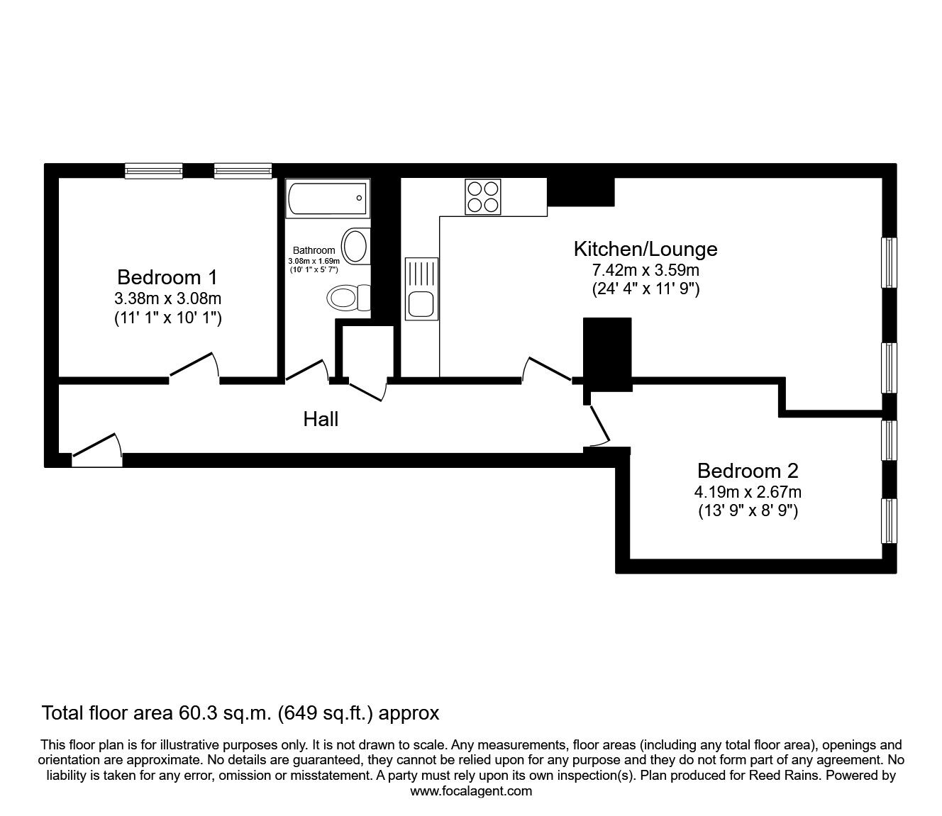 Floorplan of 2 bedroom Flat for sale, Bank Street, Sheffield, South Yorkshire, S1