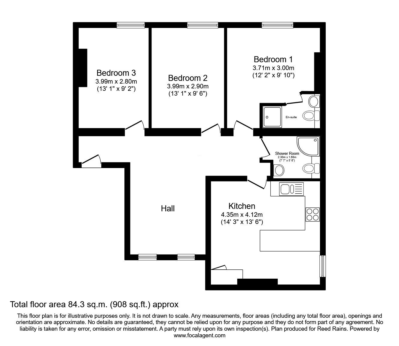 Floorplan of 3 bedroom Flat for sale, Bank Street, Sheffield, South Yorkshire, S1