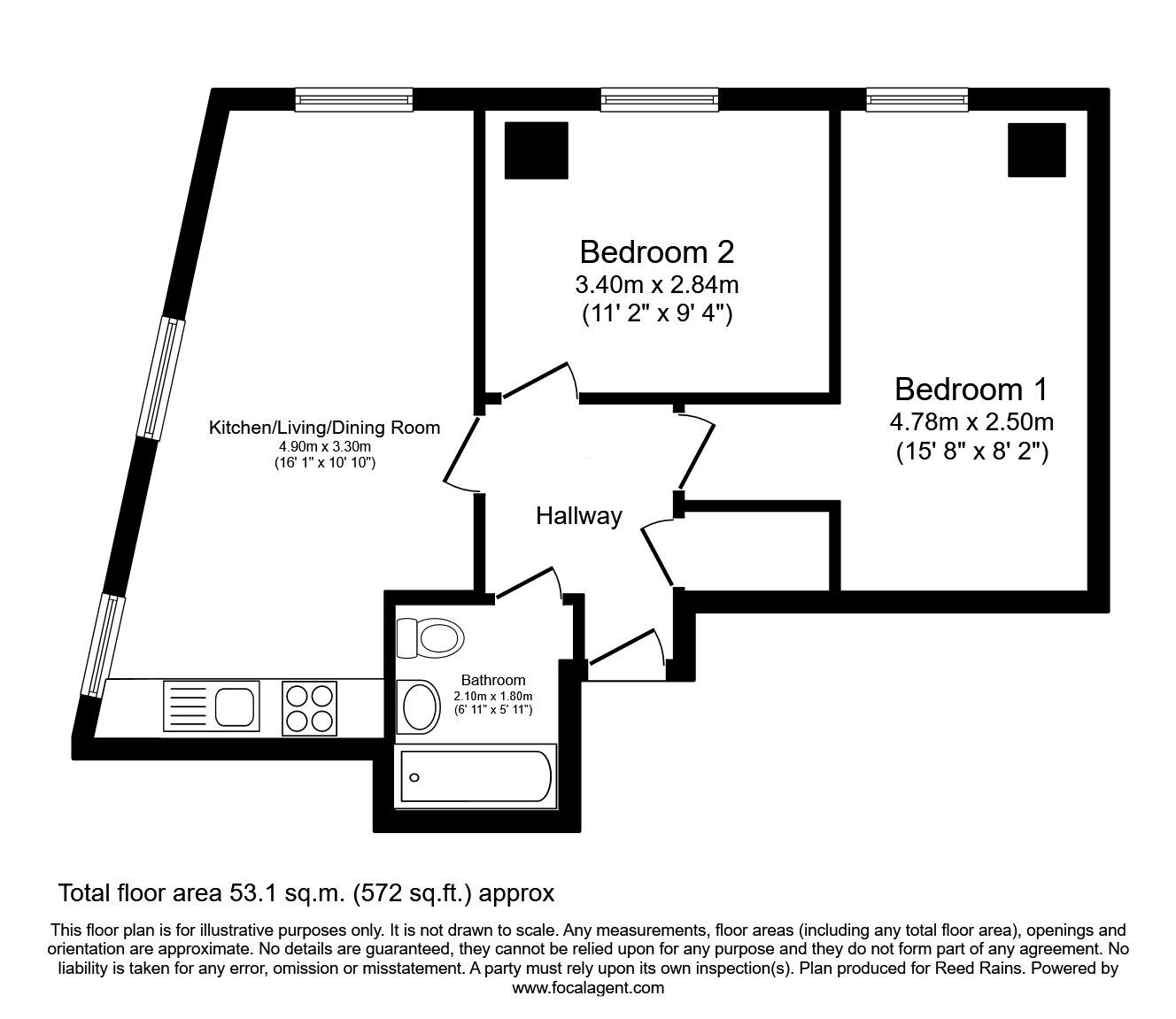 Floorplan of 2 bedroom Flat for sale, Queen Street, Sheffield, S1