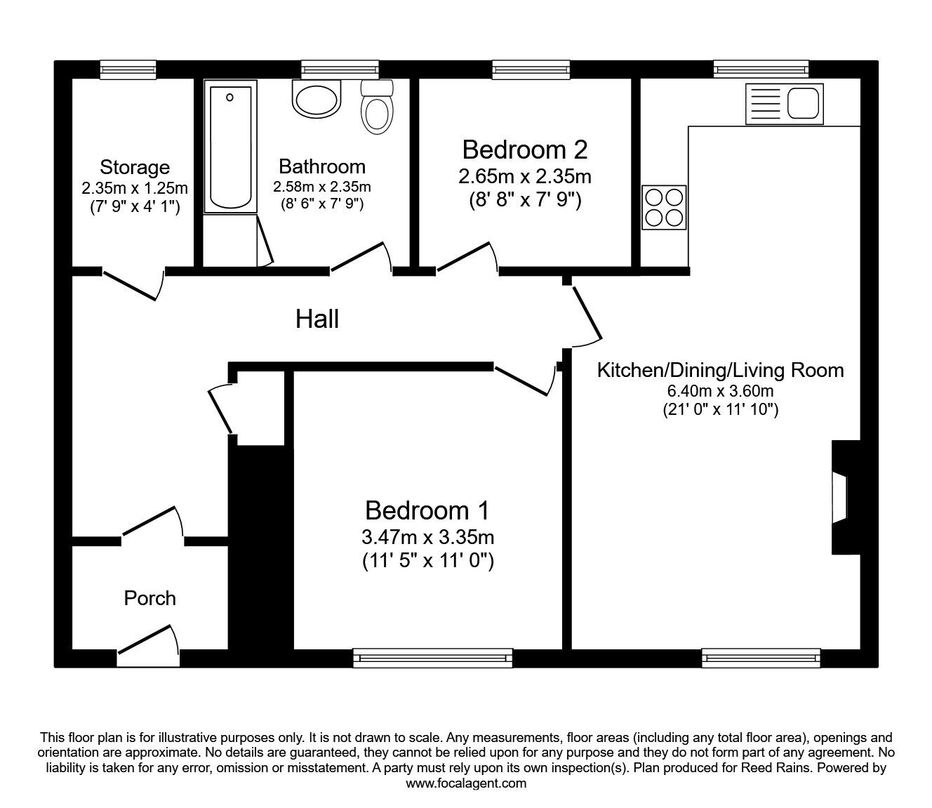 Floorplan of 2 bedroom Flat for sale, Blackwell Close, Sheffield, S2