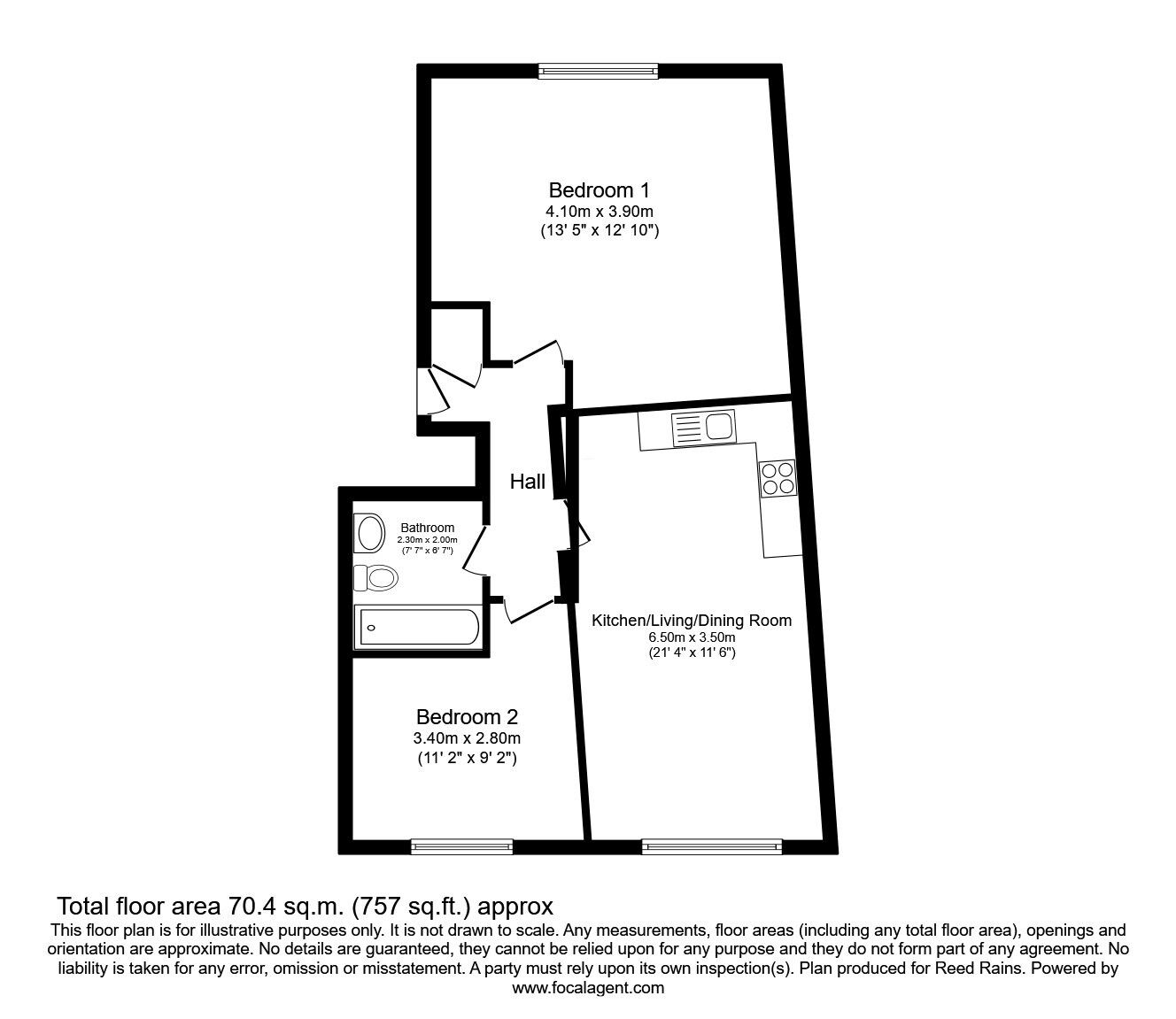 Floorplan of 2 bedroom Flat for sale, Adelaide Lane, Sheffield, S3