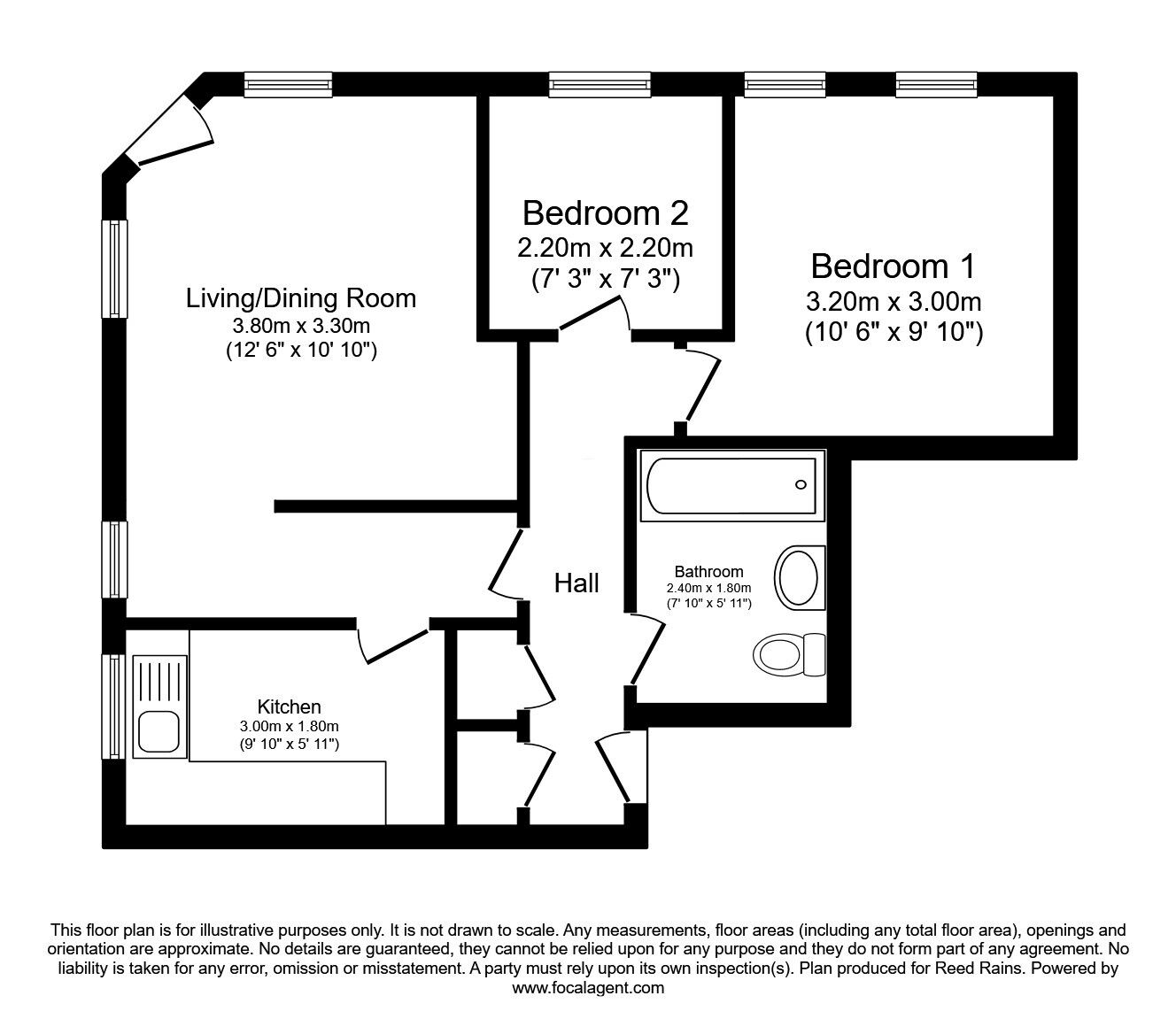 Floorplan of 2 bedroom Flat for sale, Broom Walk, Sheffield, S3