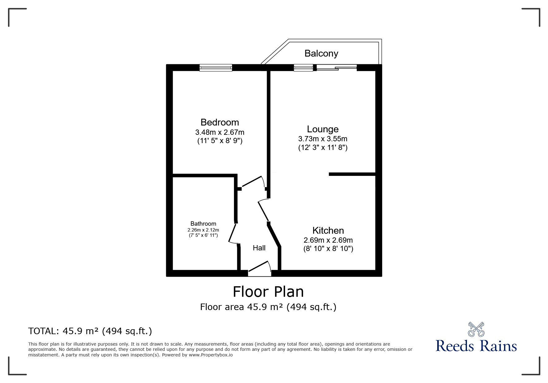 Floorplan of 1 bedroom Flat to rent, Ecclesall Road, Sheffield, South Yorkshire, S11