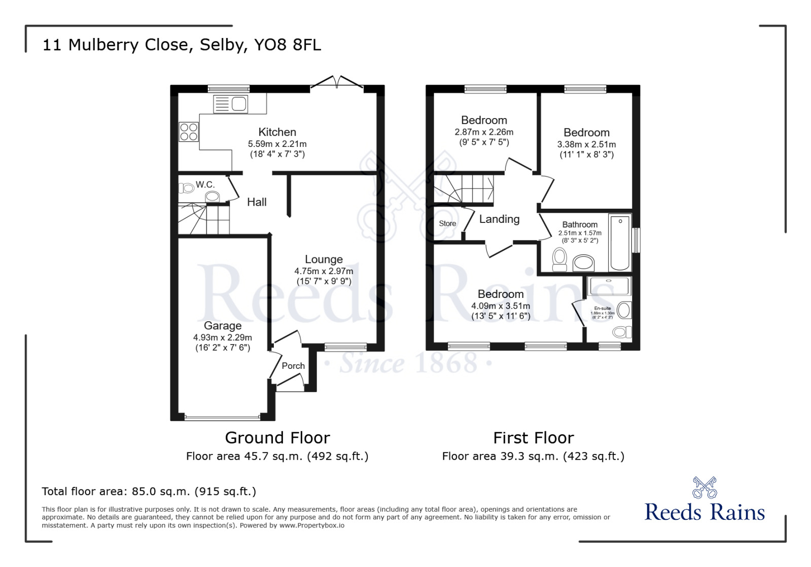 Floorplan of 3 bedroom Detached House for sale, Mulberry Close, Selby, YO8