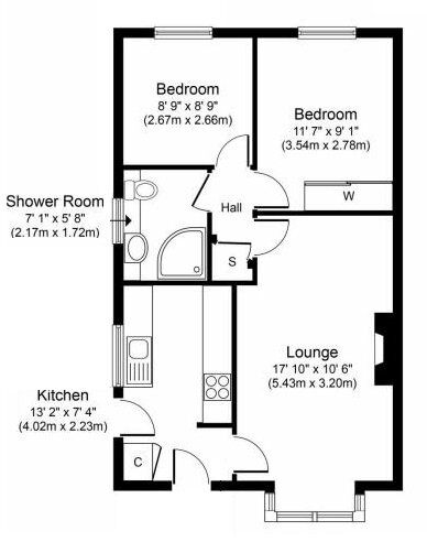 Floorplan of 2 bedroom  Bungalow to rent, Prospect Avenue, Sherburn in Elmet, Leeds, LS25