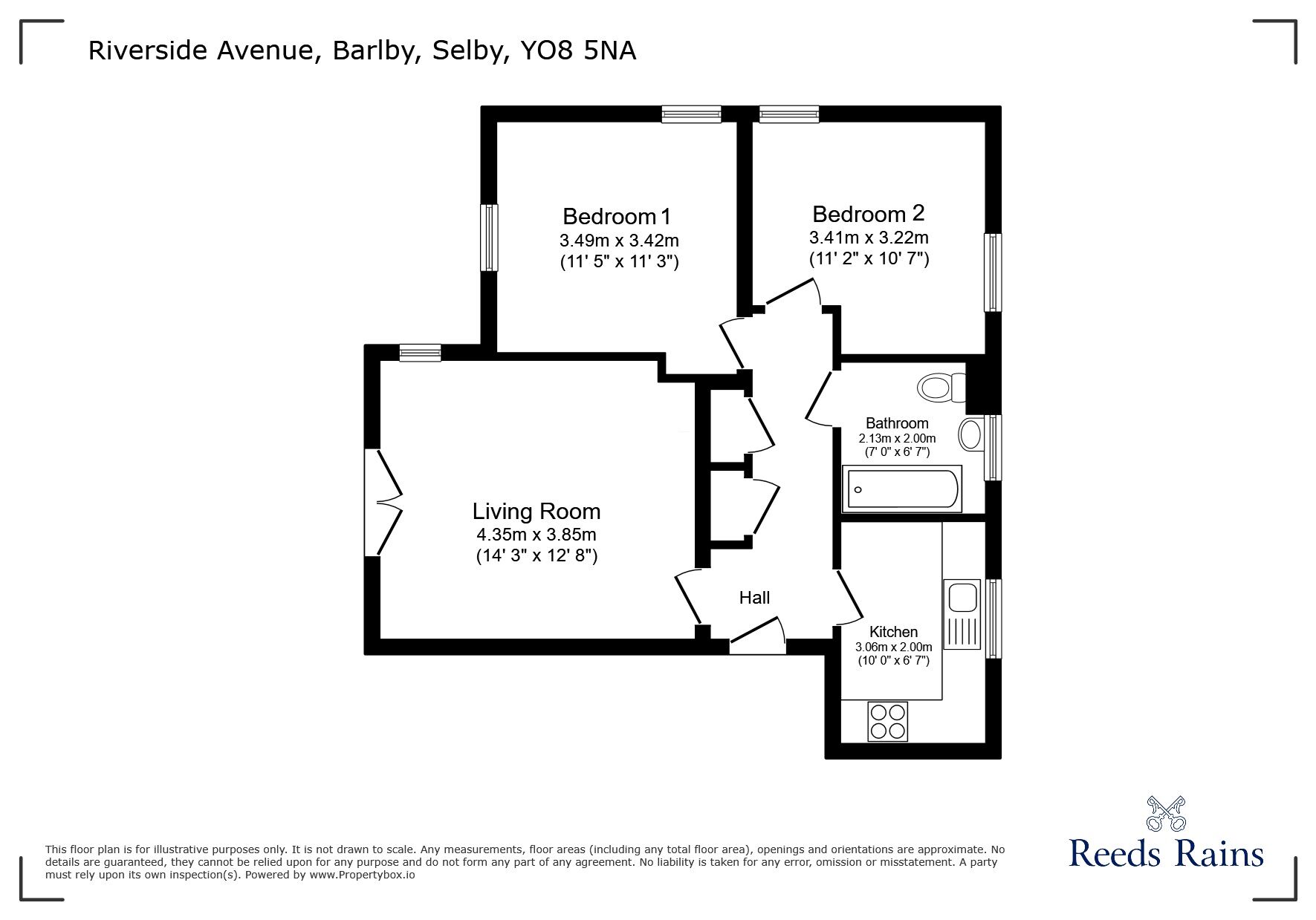 Floorplan of 2 bedroom  Flat for sale, Riverside Avenue, Barlby, North Yorkshire, YO8