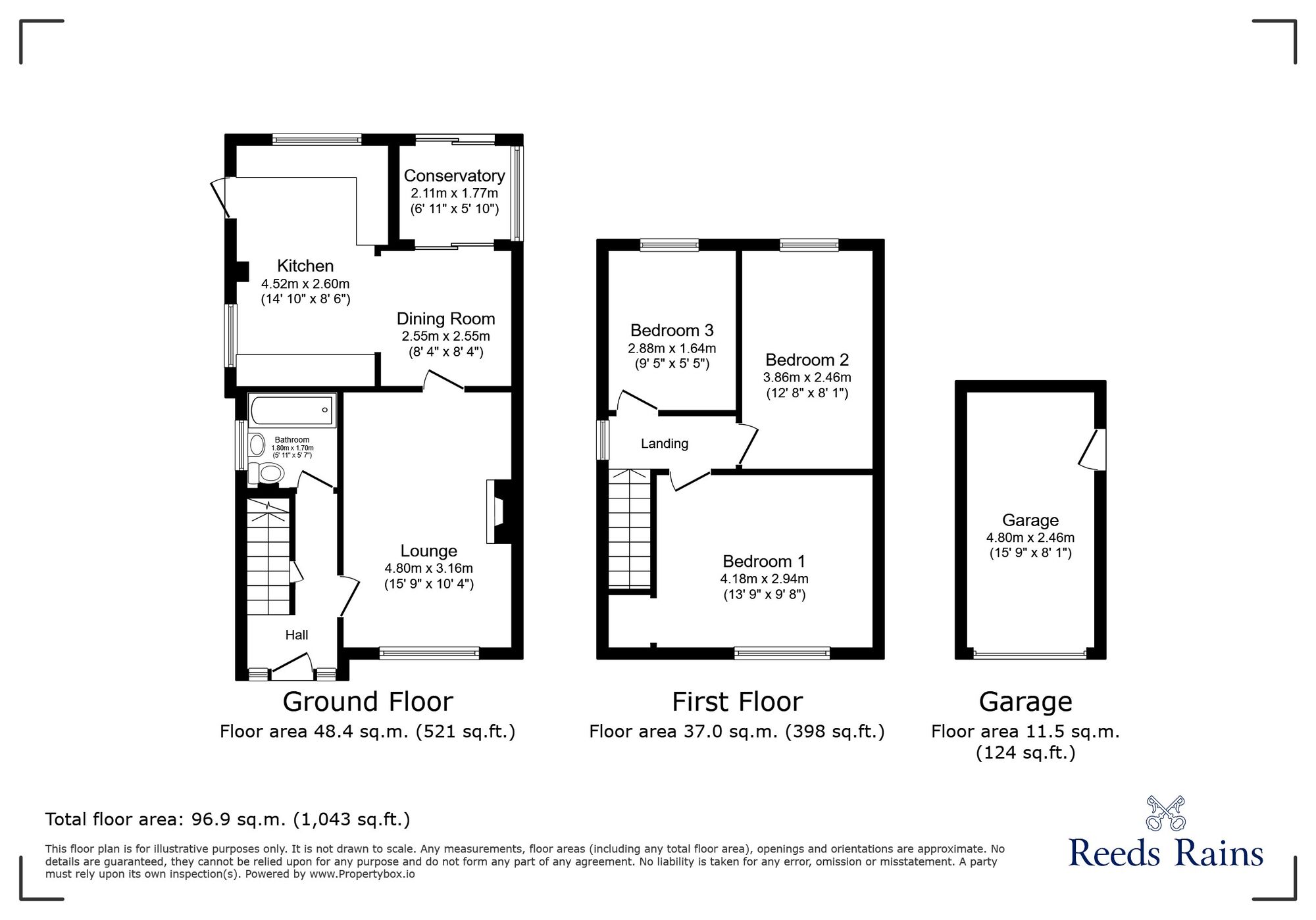 Floorplan of 3 bedroom Semi Detached Bungalow for sale, Kingston Drive, Hambleton, North Yorkshire, YO8