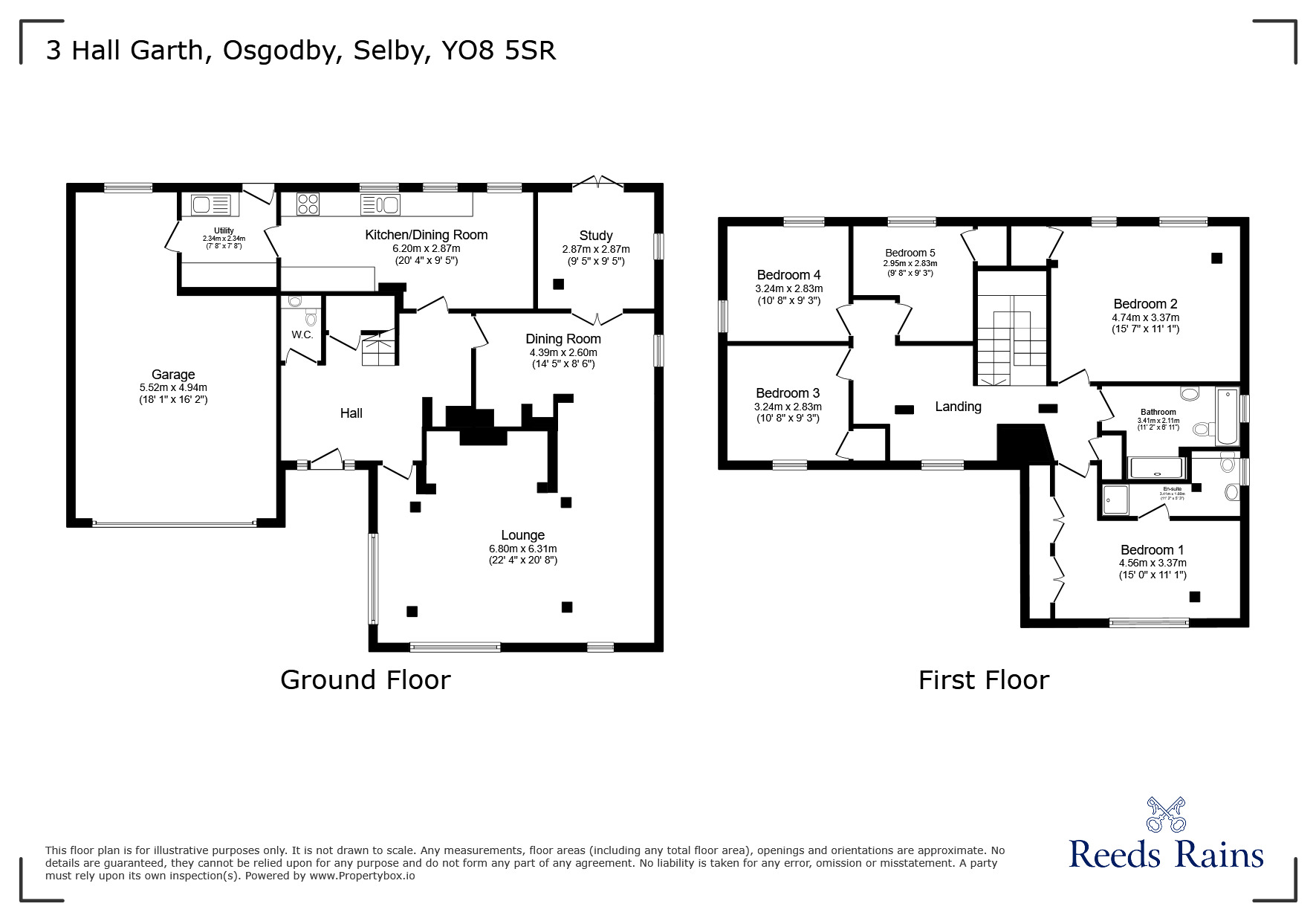 Floorplan of 5 bedroom Detached House for sale, Hall Garth, Osgodby, North Yorkshire, YO8