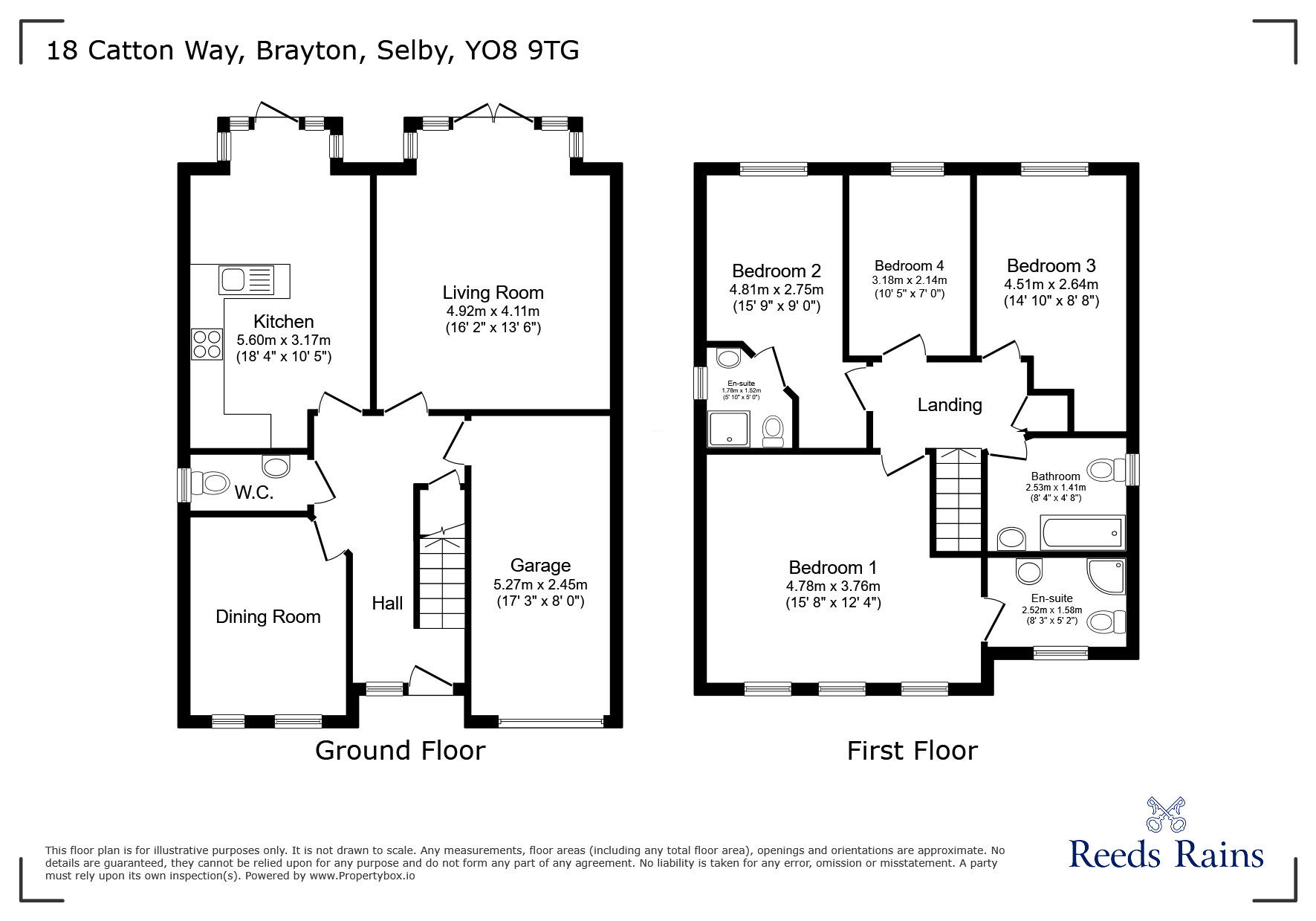 Floorplan of 4 bedroom Detached House for sale, Catton Way, Brayton, North Yorkshire, YO8