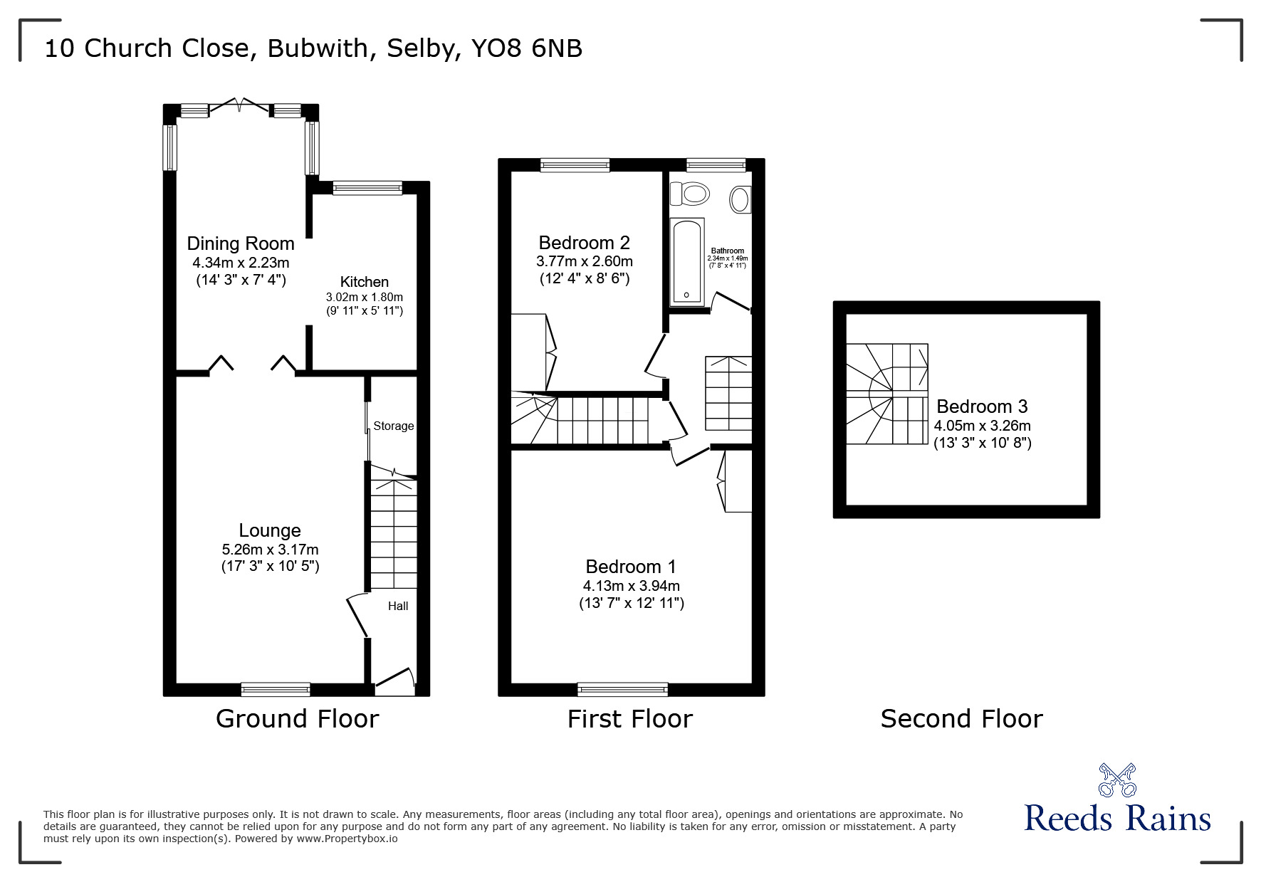 Floorplan of 3 bedroom Mid Terrace House for sale, Church Close, Bubwith, East Riding of Yorkshi, YO8