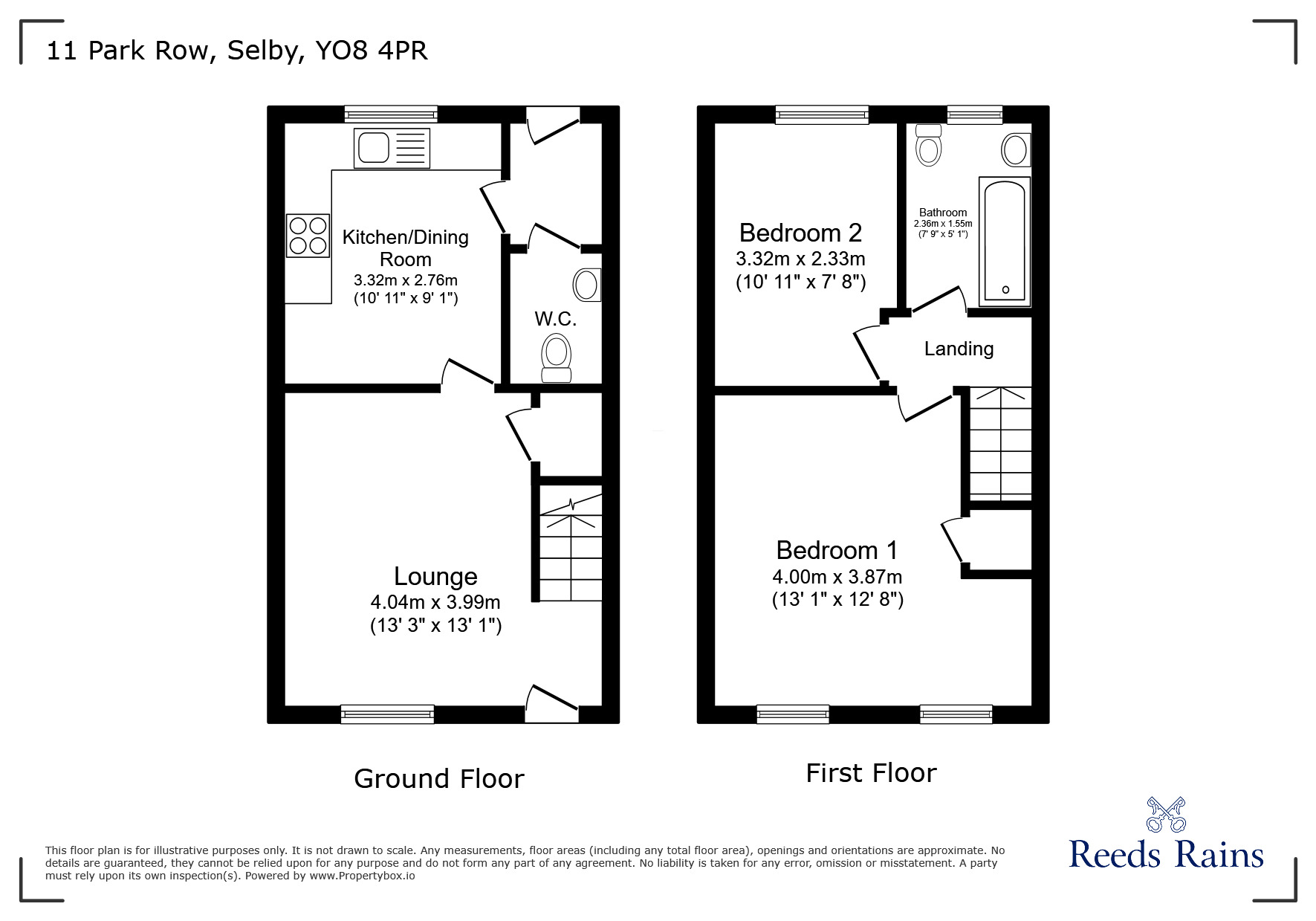 Floorplan of 2 bedroom Semi Detached House for sale, Park Row, Selby, North Yorkshire, YO8