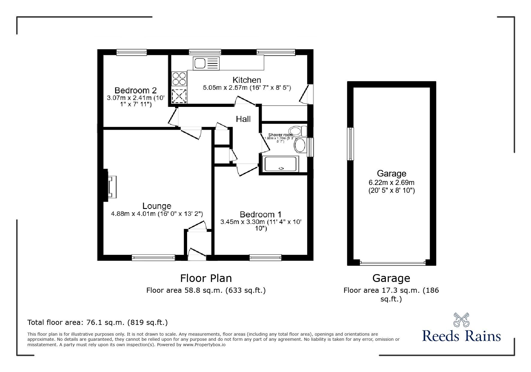 Floorplan of 2 bedroom Semi Detached Bungalow for sale, Croft Road, Camblesforth, North Yorkshire, YO8