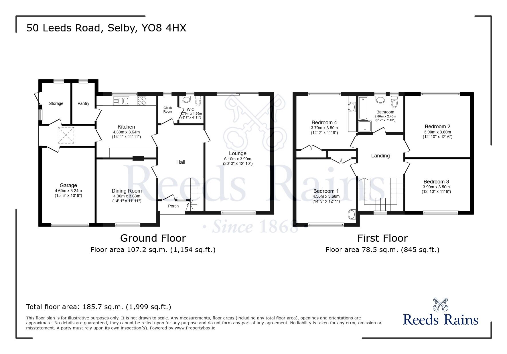 Floorplan of 4 bedroom Detached House for sale, Leeds Road, Selby, North Yorkshire, YO8