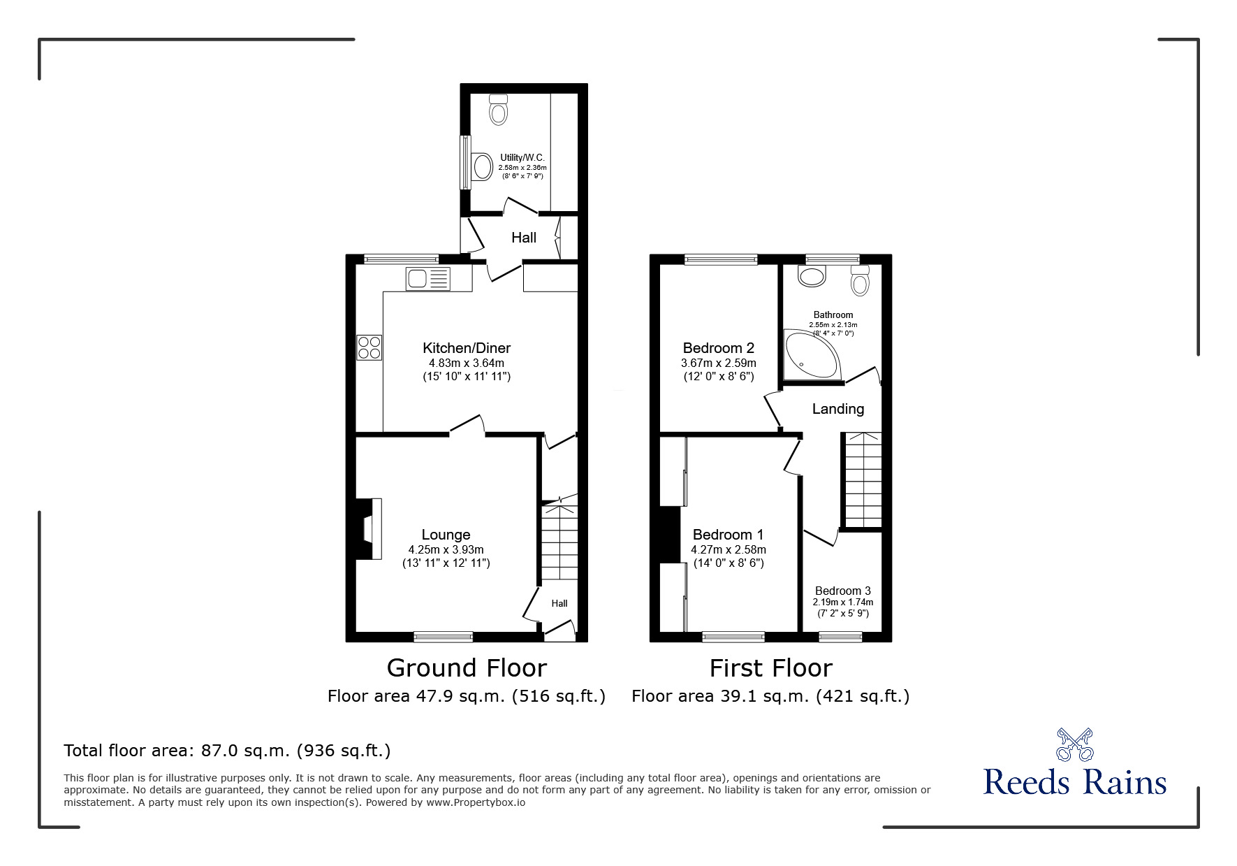 Floorplan of 3 bedroom Mid Terrace House for sale, Pond Street, Selby, North Yorkshire, YO8