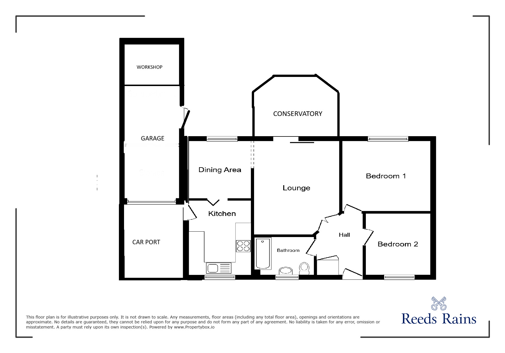 Floorplan of 2 bedroom Detached Bungalow for sale, Tabard Road, Eggborough, North Yorkshire, DN14