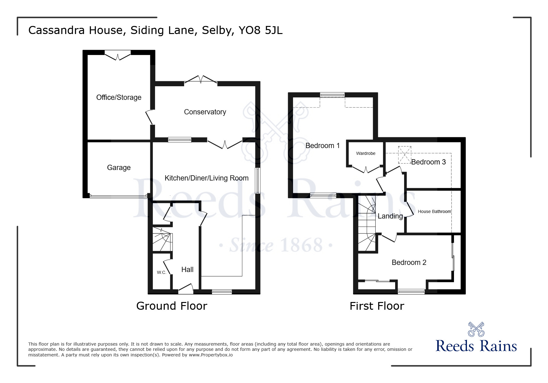 Floorplan of 3 bedroom Detached House for sale, Siding Lane, Barlby, North Yorkshire, YO8