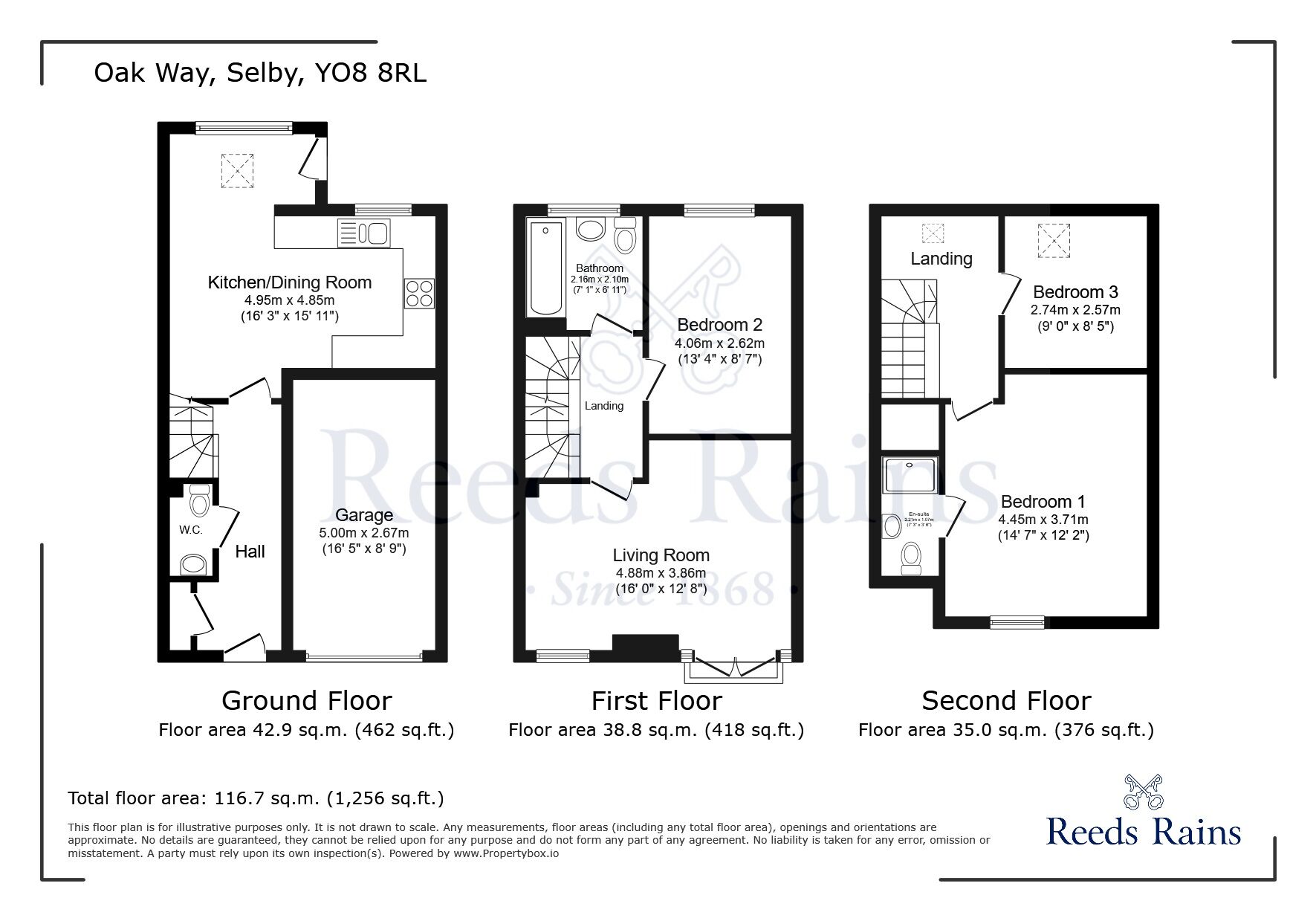 Floorplan of 3 bedroom Semi Detached House for sale, Oak Way, Selby, North Yorkshire, YO8