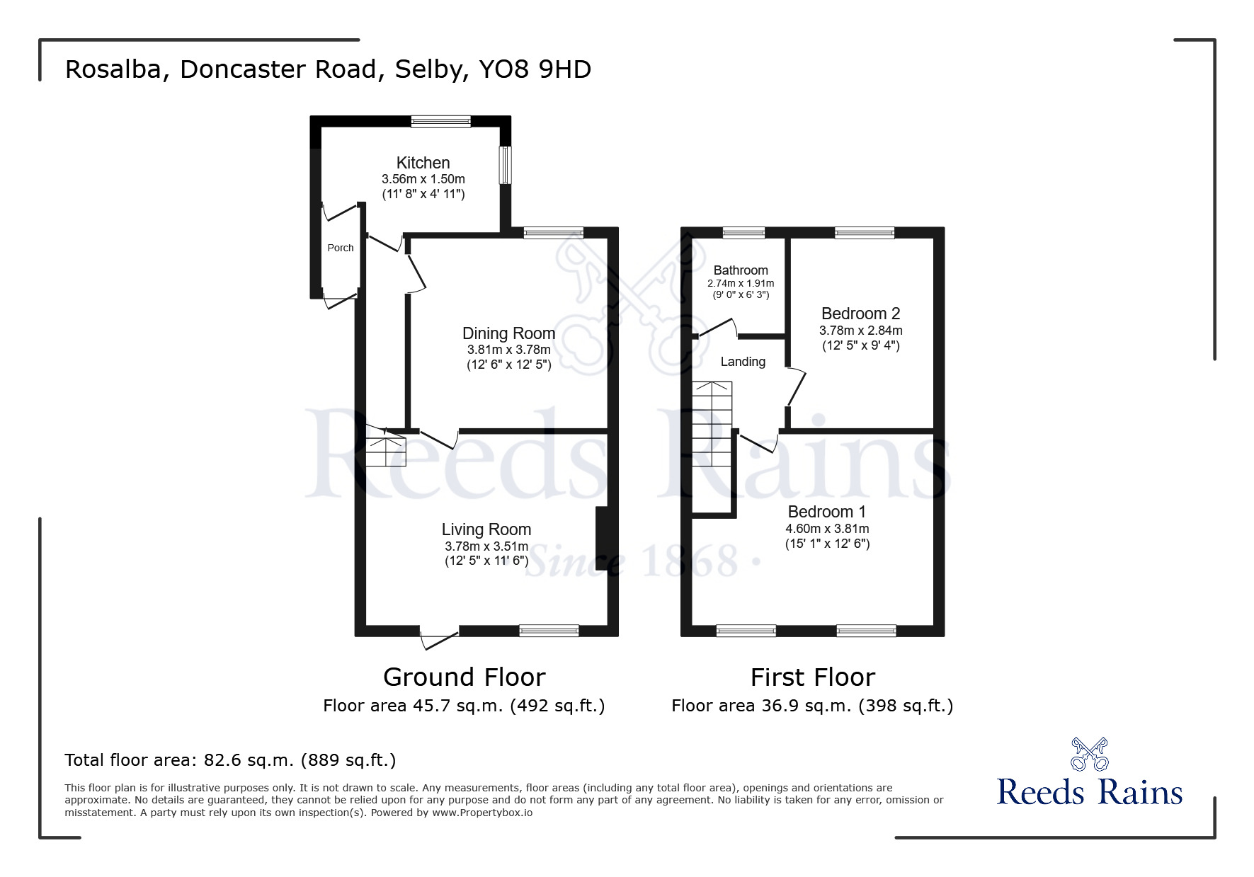 Floorplan of 2 bedroom Semi Detached House for sale, Doncaster Road, Brayton, North Yorkshire, YO8