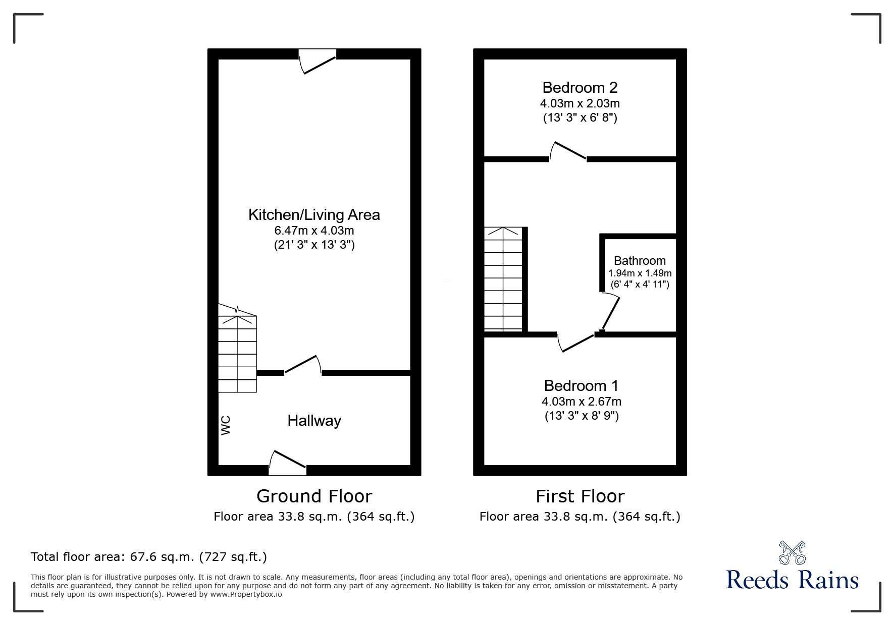 Floorplan of 2 bedroom Mid Terrace House to rent, Watson Drive, Scartho Top, Lincolnshire, DN33