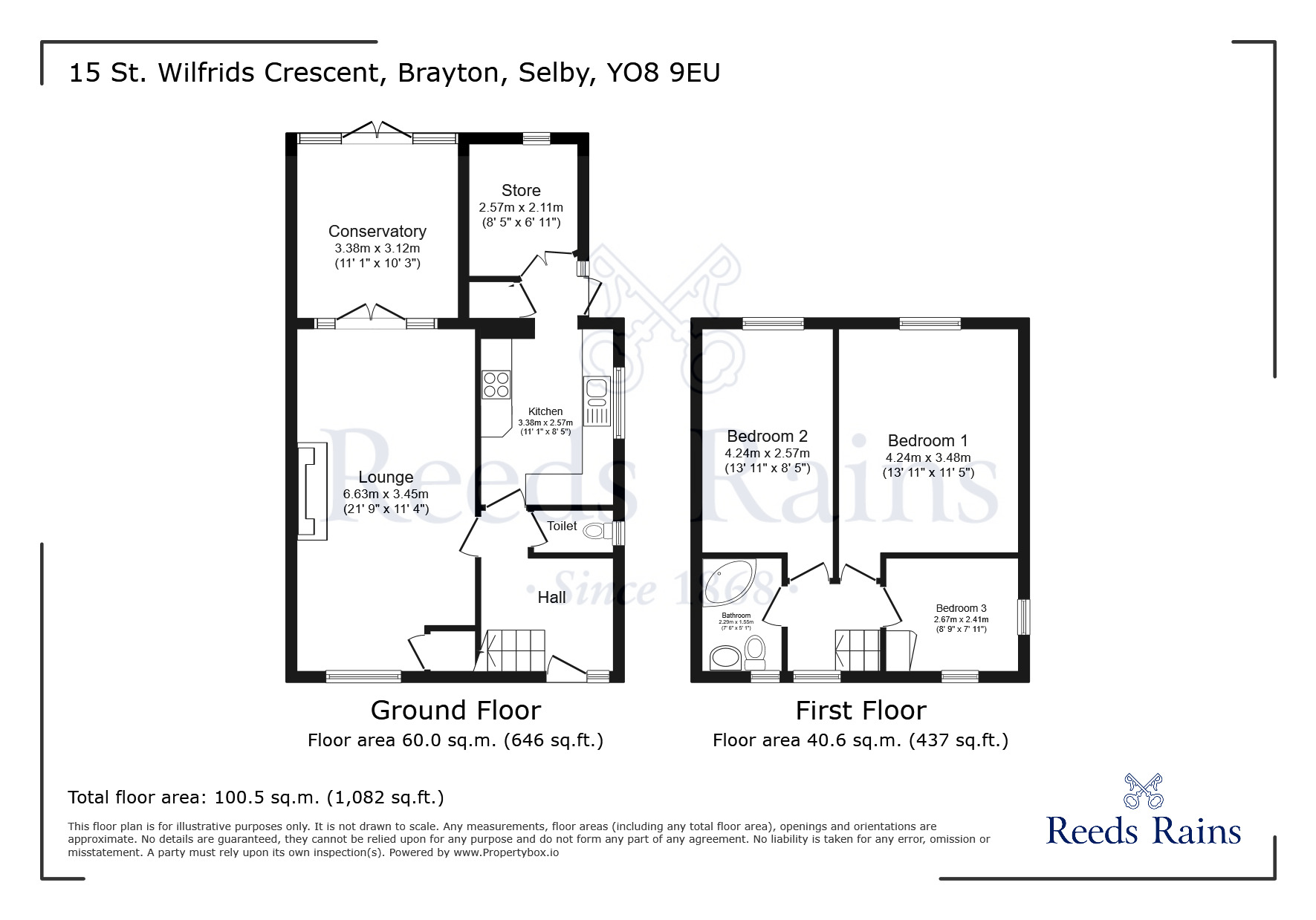 Floorplan of 3 bedroom Semi Detached House for sale, St. Wilfrids Crescent, Brayton, North Yorkshire, YO8