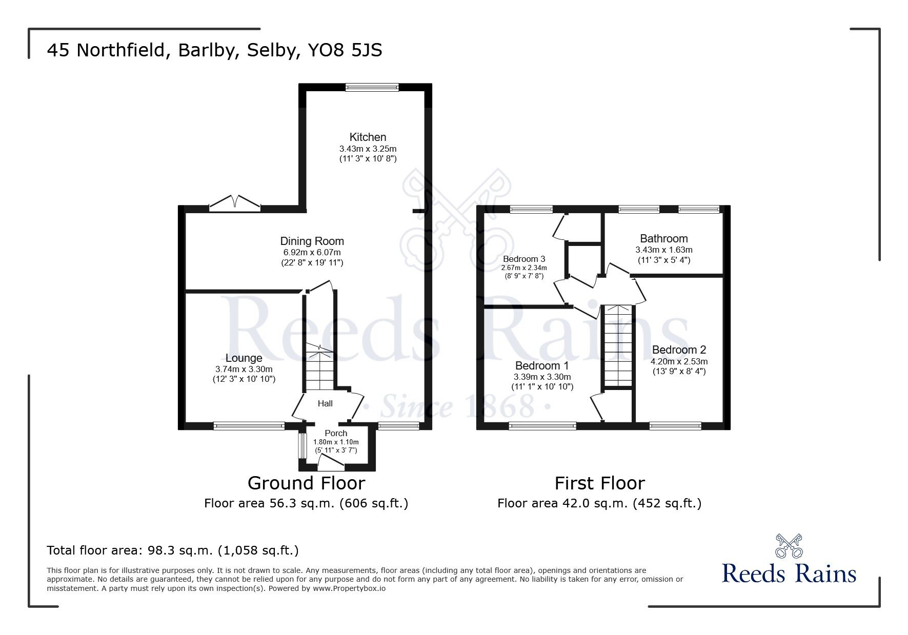 Floorplan of 3 bedroom Semi Detached House for sale, Northfield, Barlby, North Yorkshire, YO8