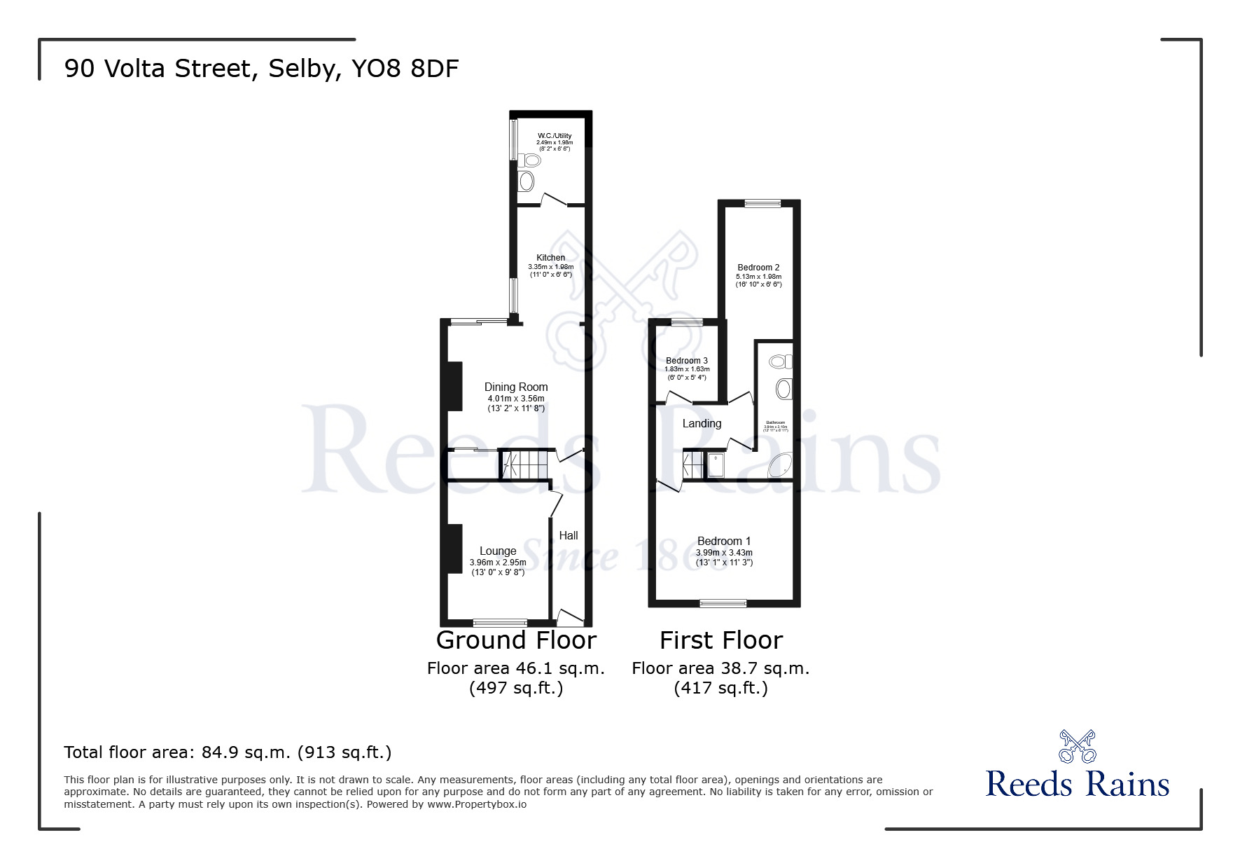 Floorplan of 3 bedroom Mid Terrace House for sale, Volta Street, Selby, North Yorkshire, YO8