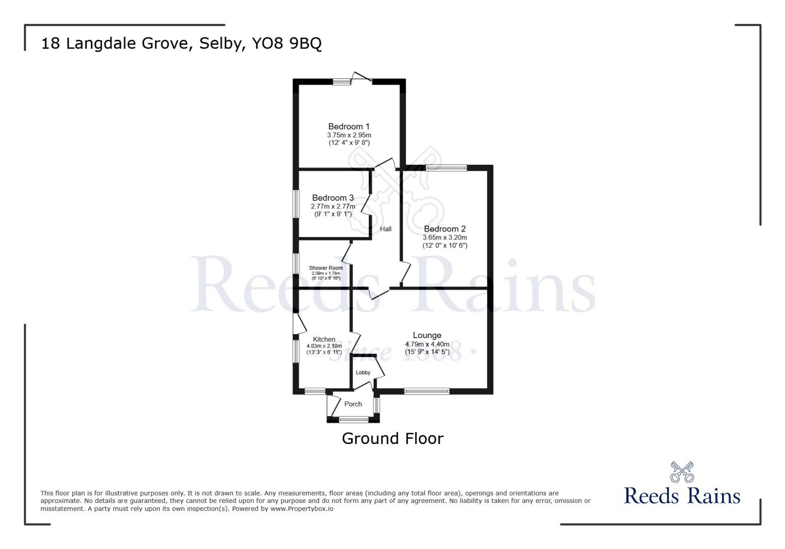 Floorplan of 3 bedroom Semi Detached Bungalow to rent, Langdale Grove, Selby, North Yorkshire, YO8