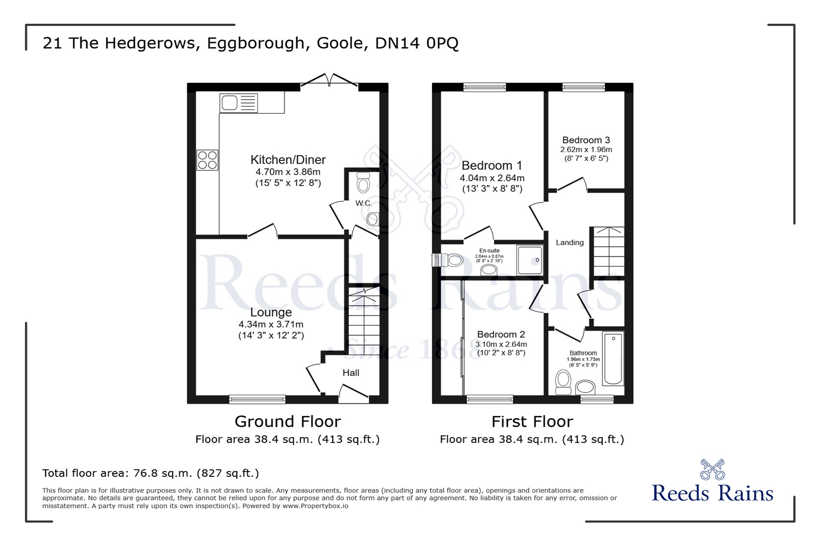 Floorplan of 3 bedroom Semi Detached House for sale, The Hedgerows, Eggborough, North Yorkshire, DN14