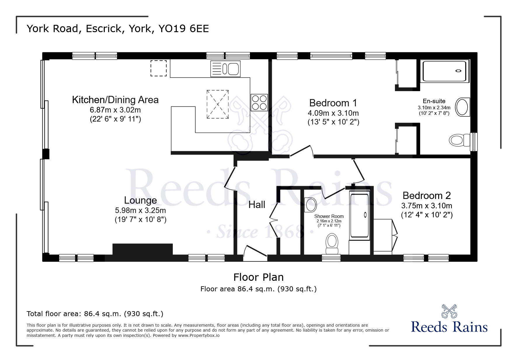 Floorplan of 2 bedroom Detached Property for sale, York Road, Escrick, North Yorkshire, YO19