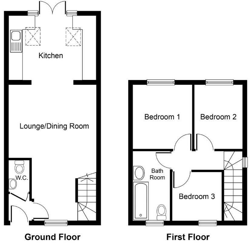 Floorplan of 3 bedroom Semi Detached House for sale, Curson Terrace, Cliffe, North Yorkshire, YO8