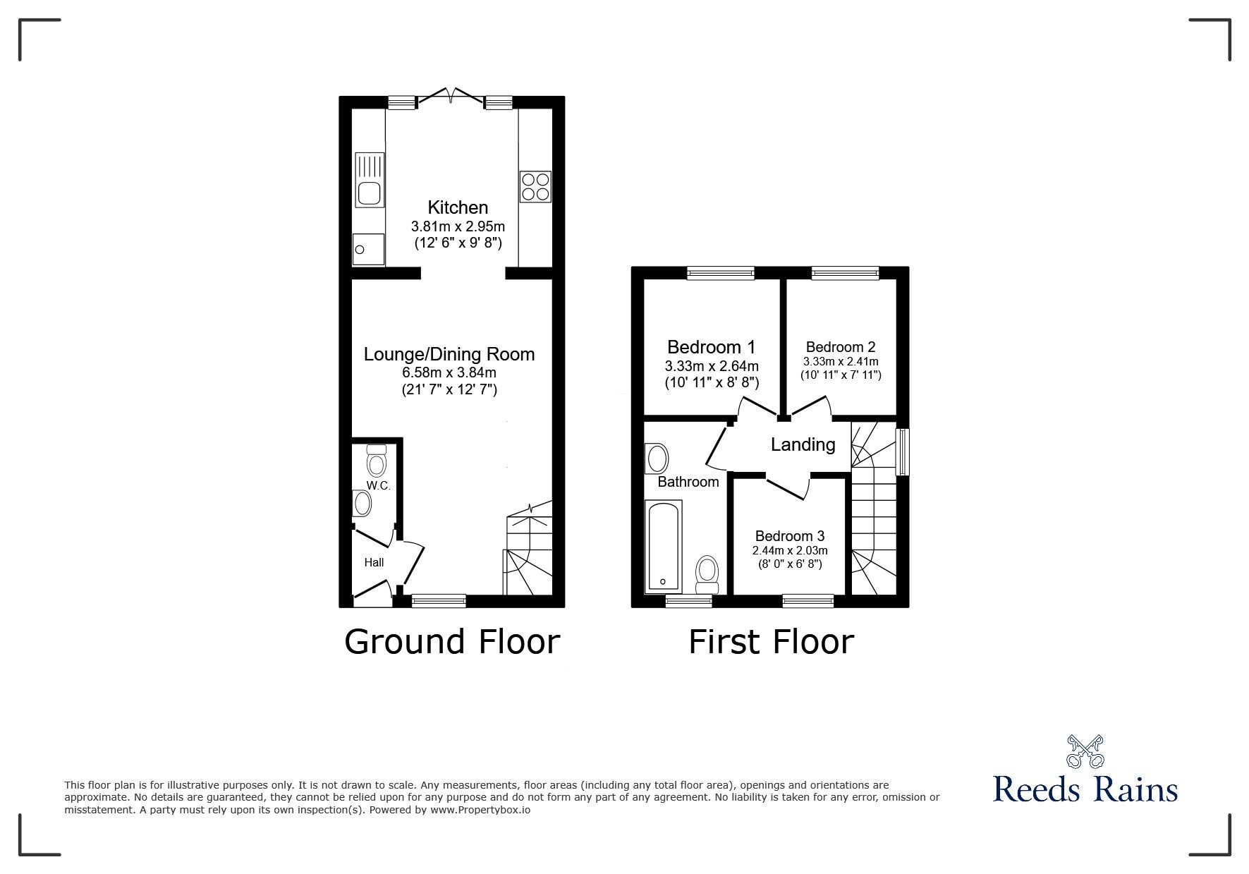 Floorplan of 3 bedroom Semi Detached House for sale, Curson Terrace, Cliffe, North Yorkshire, YO8