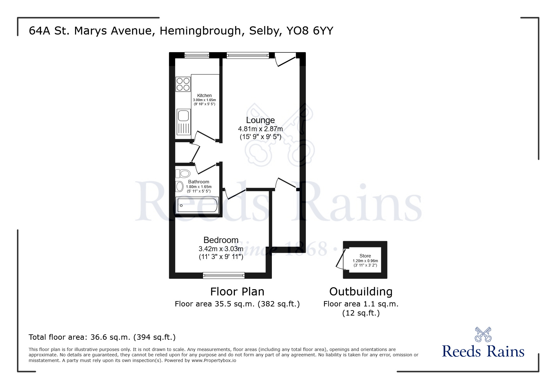 Floorplan of 1 bedroom  Flat to rent, St. Marys Avenue, Hemingbrough, North Yorkshire, YO8